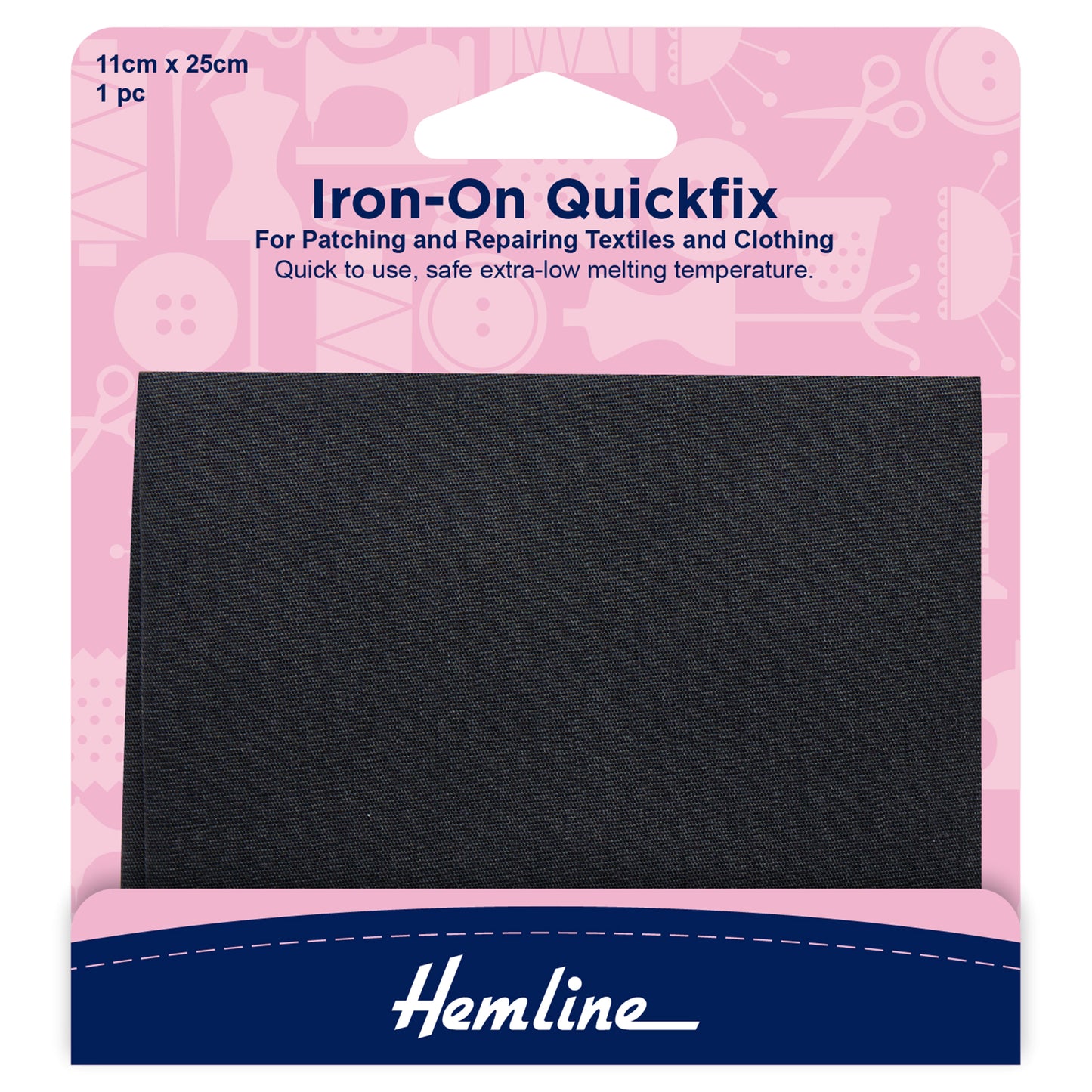 Quickfix Iron-On Cotton Patches: Dark Grey - 11 x 25cm