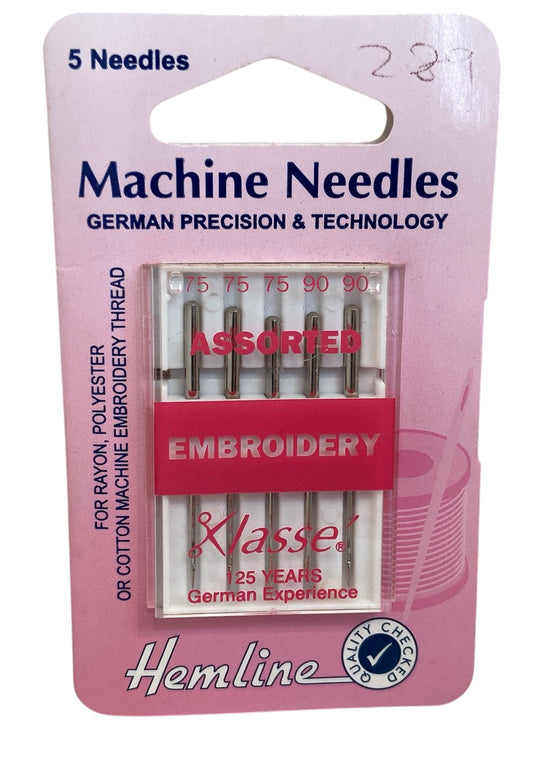 Sewing Machine Needles: Embroidery: Mixed: 5 Pieces