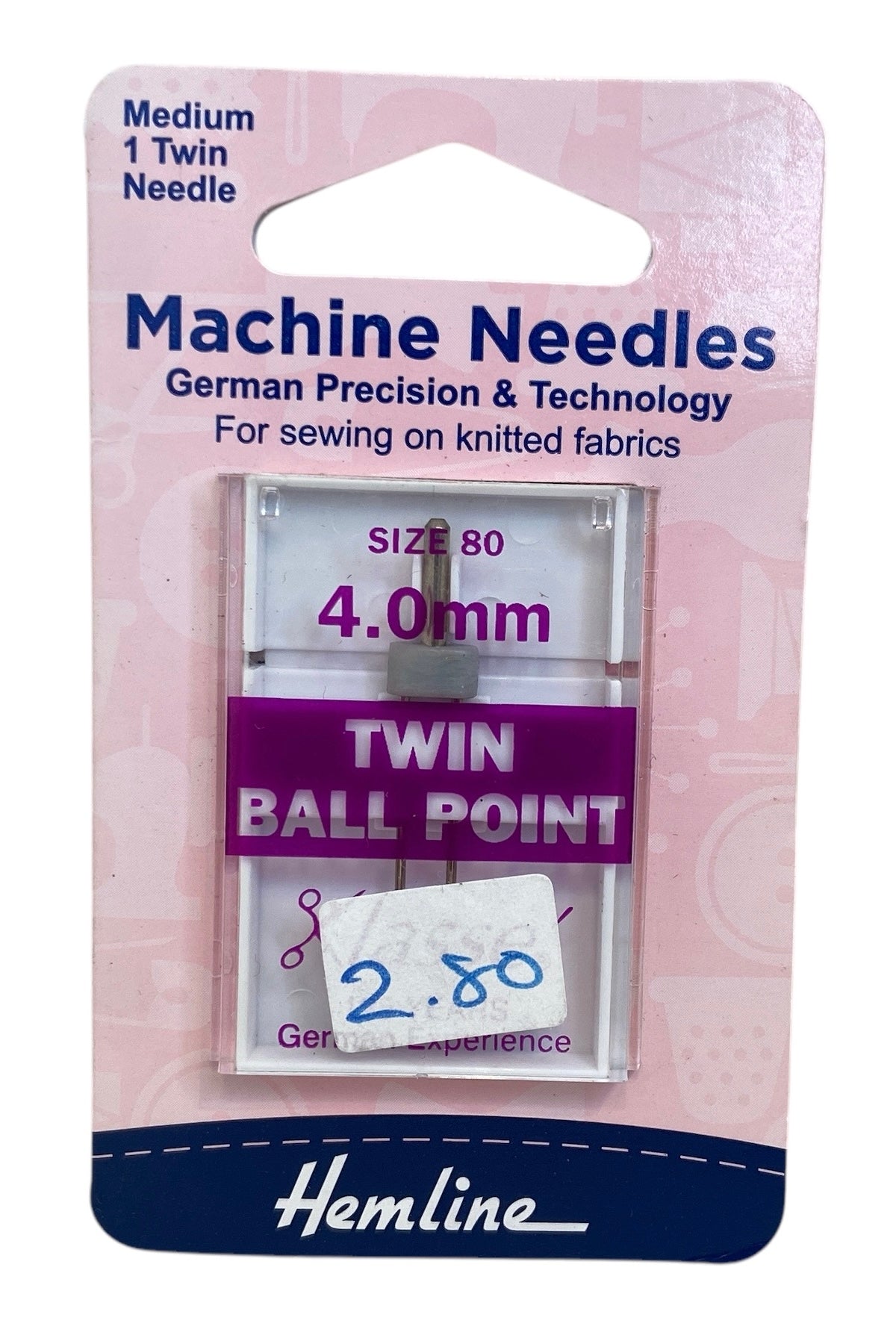 Sewing Machine Needles: Twin Ball Point: 80(12), 4mm: 1 Piece