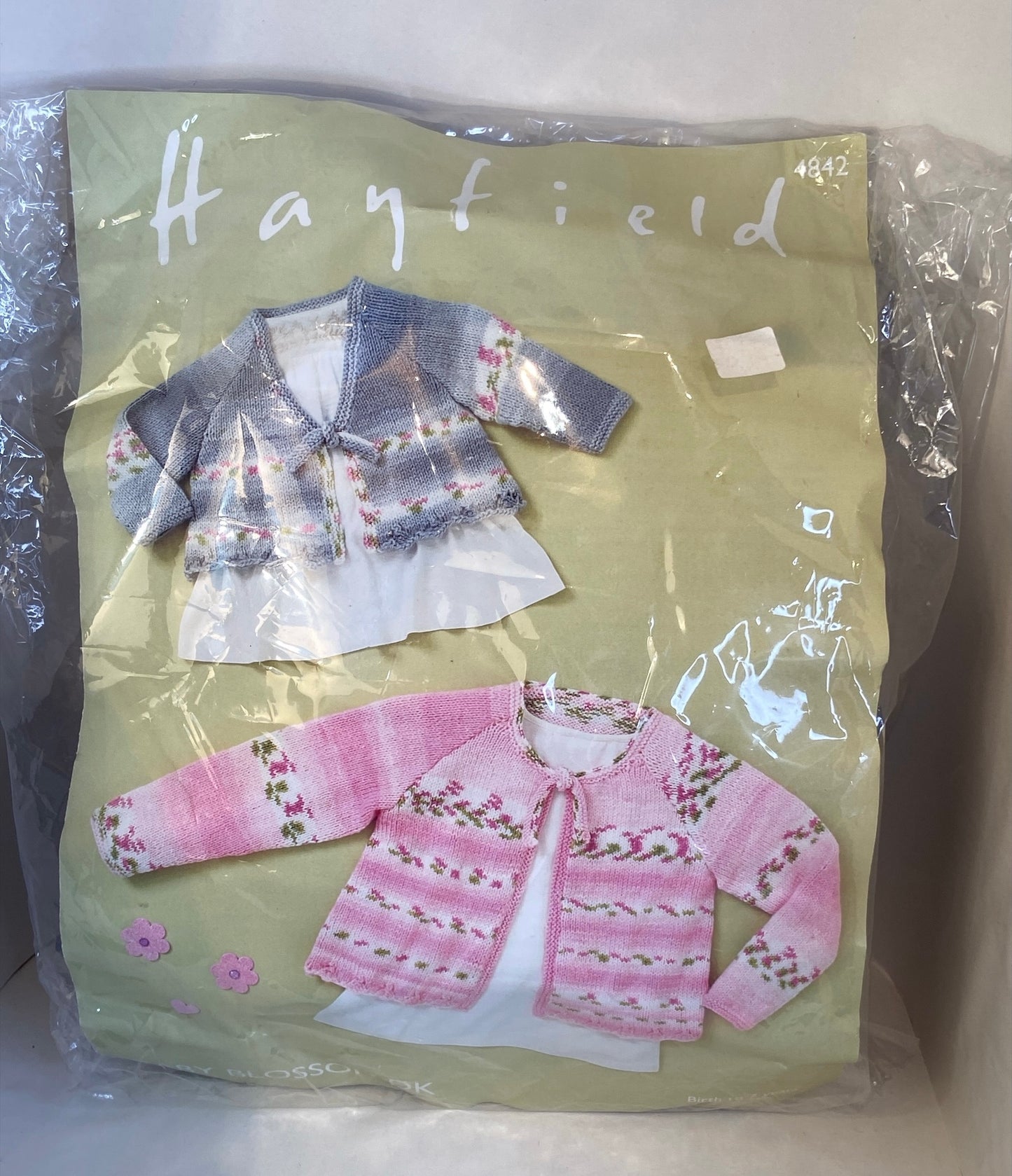 Hayfield Baby Blossom DK Birth to 7 years Cardigan Pattern and Wool Knitting Set