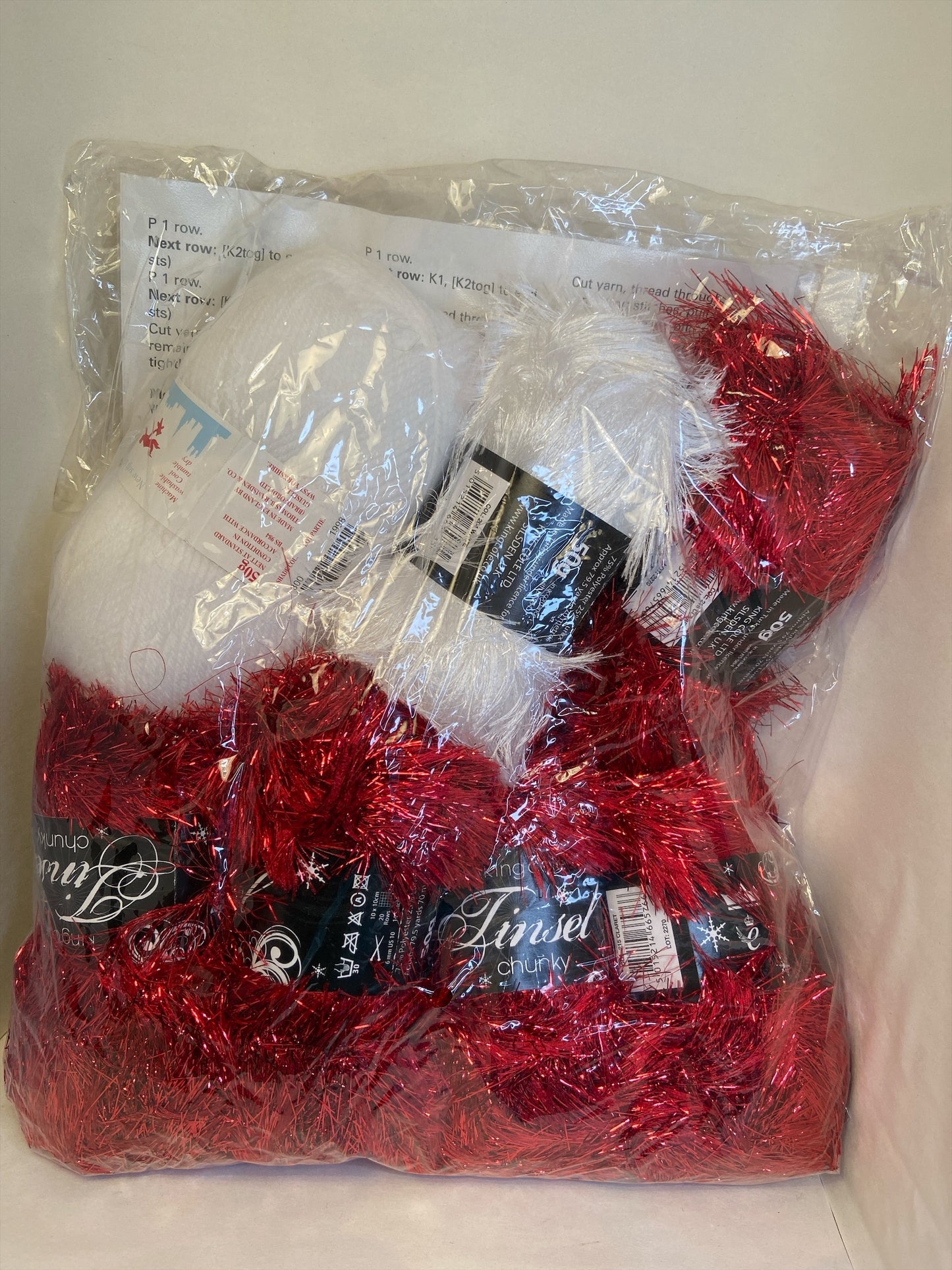 King Cole Chunky Knit Tinsel Teddy Bear Pattern and Yarn Knitting Kit