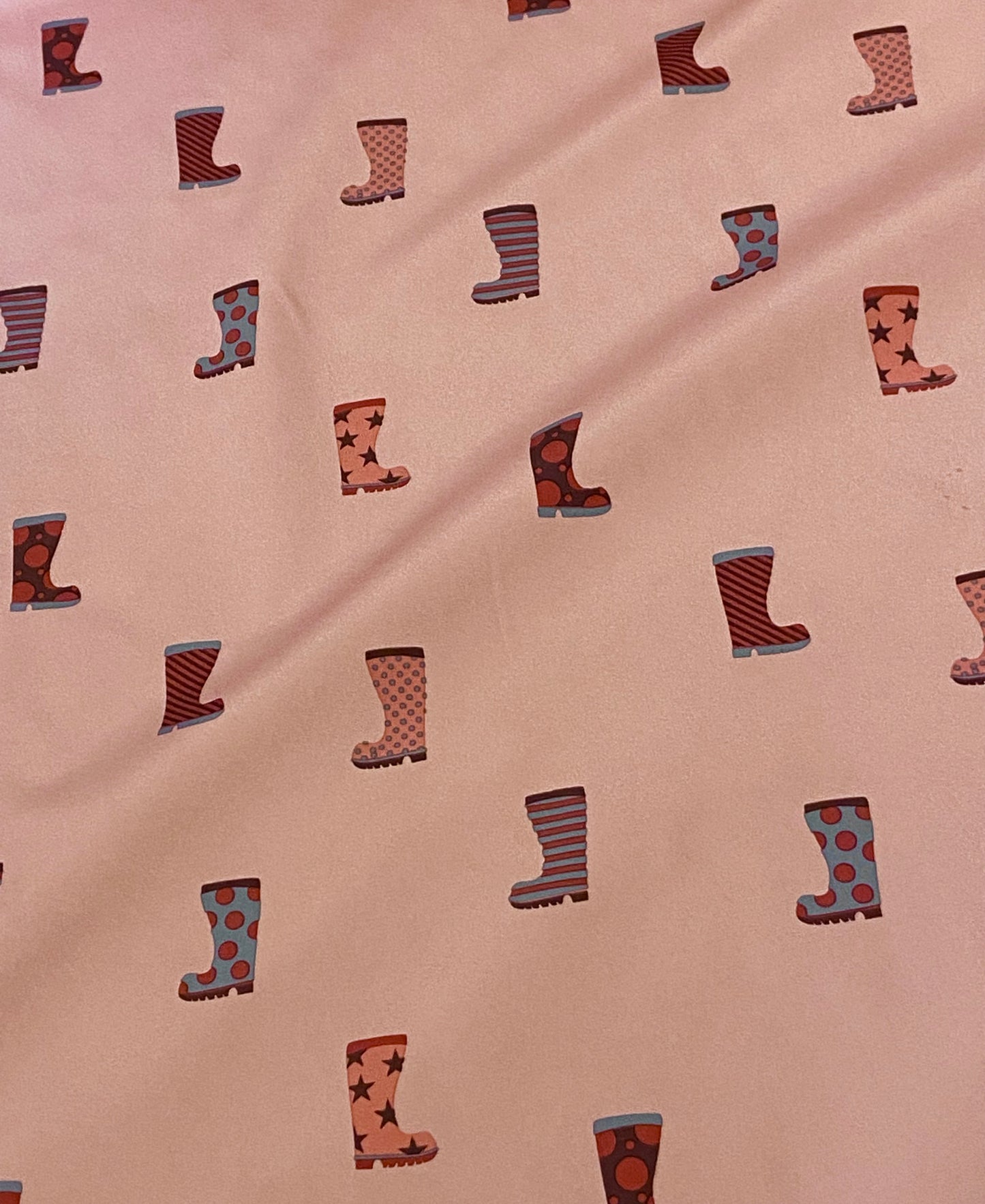 Softshell Fleece Pink Wellies Pattern Fabric