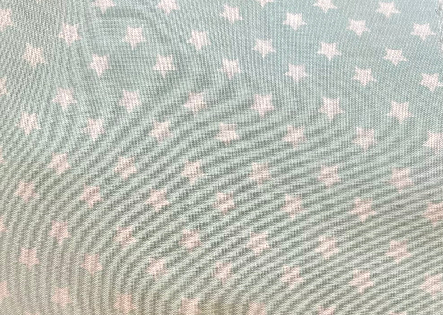 Pale Blue with White Stars Print Cotton - Fat Quarter
