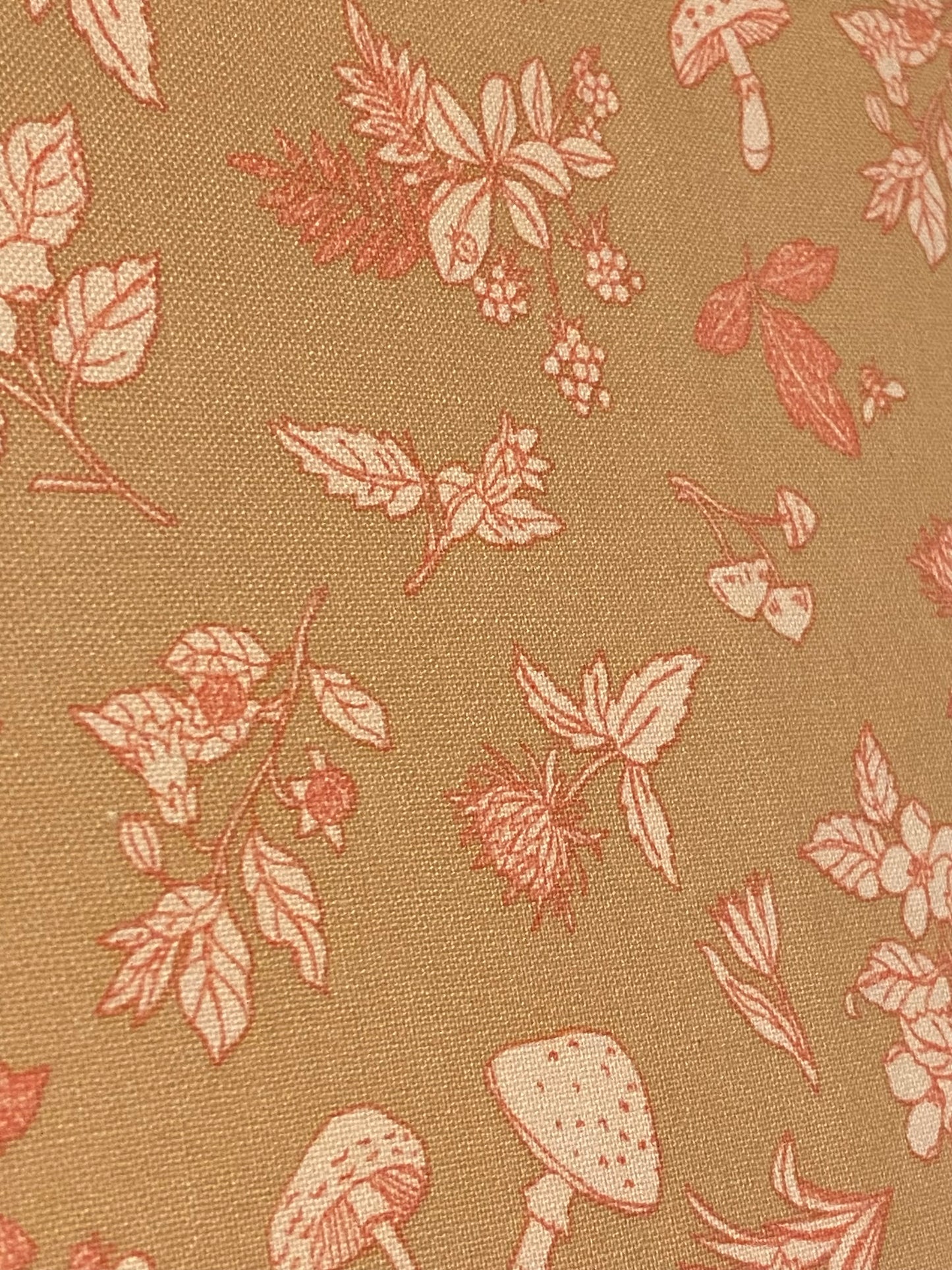 Tan Mushroom Print Fabric - Fat Quarter