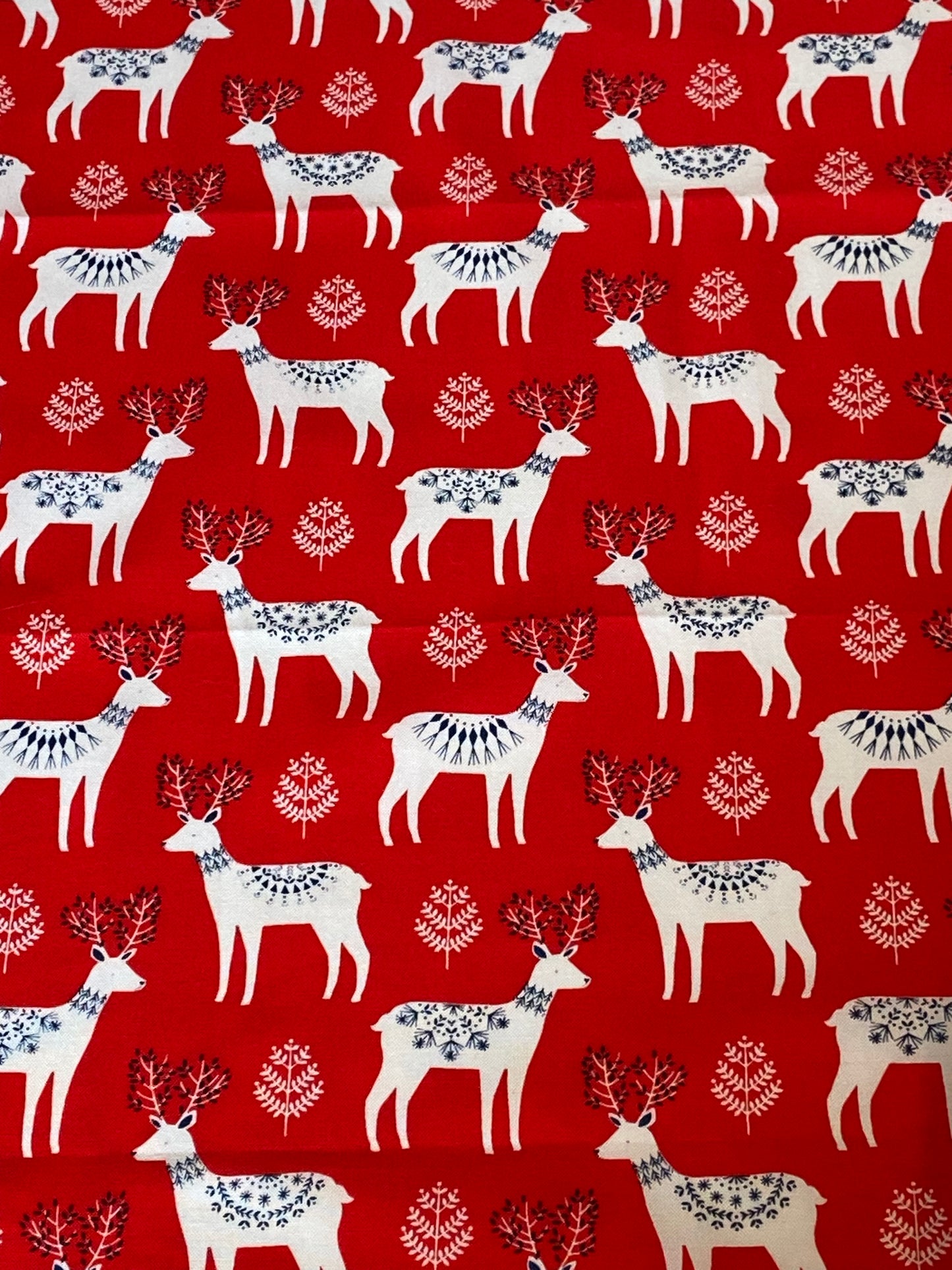 Red Reindeer Cotton Fabric - Fat Quarter