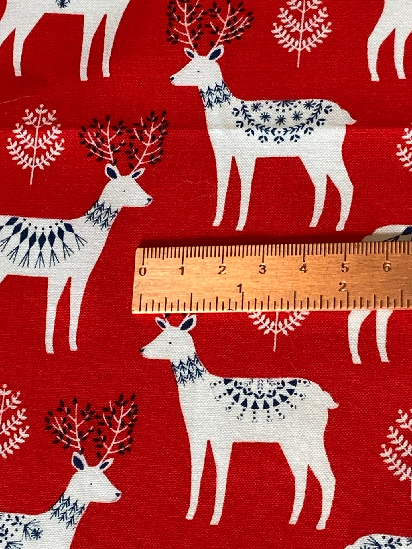 Red Reindeer Cotton Fabric - Fat Quarter