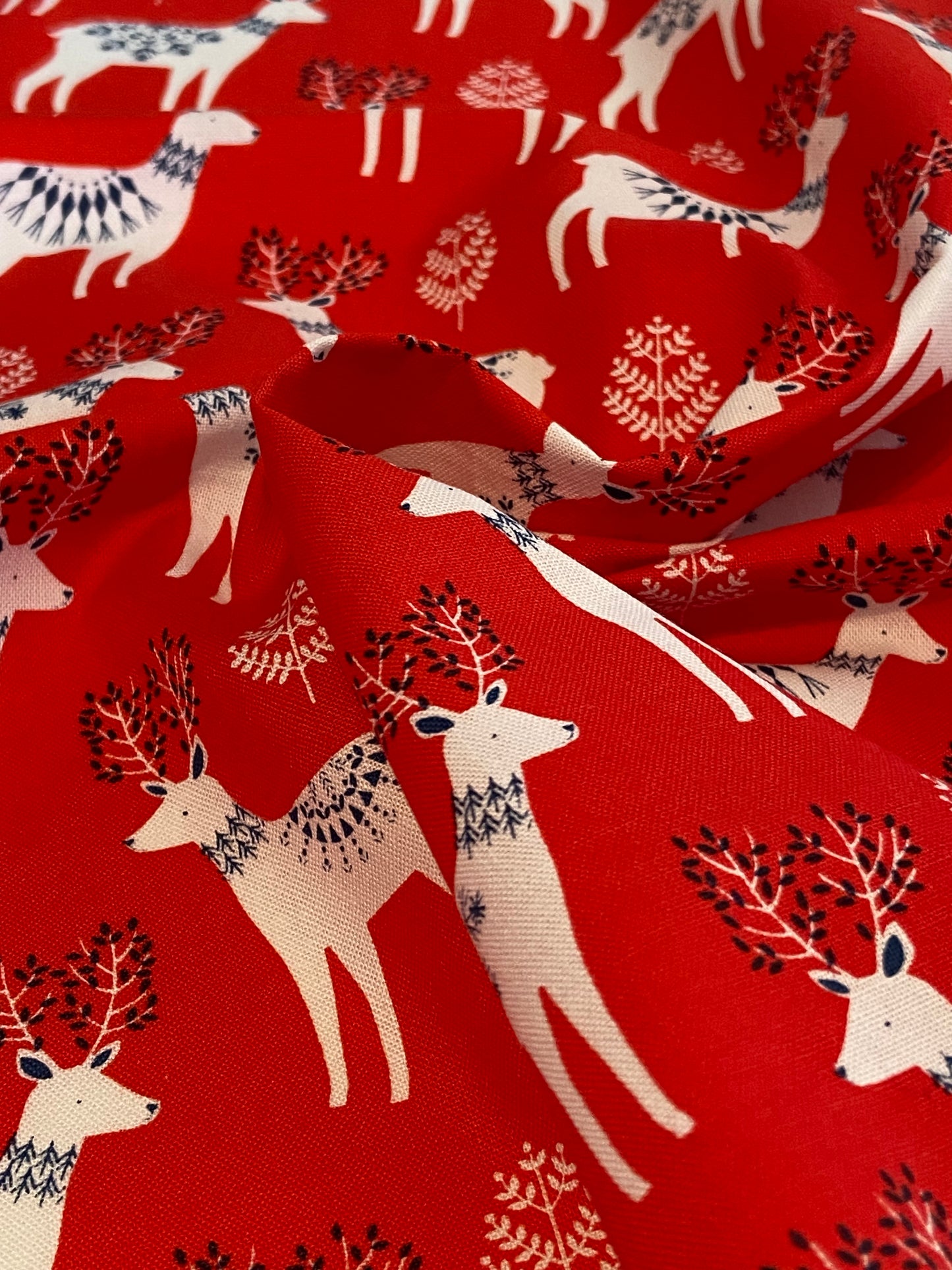 Red Reindeer Cotton Fabric - Fat Quarter