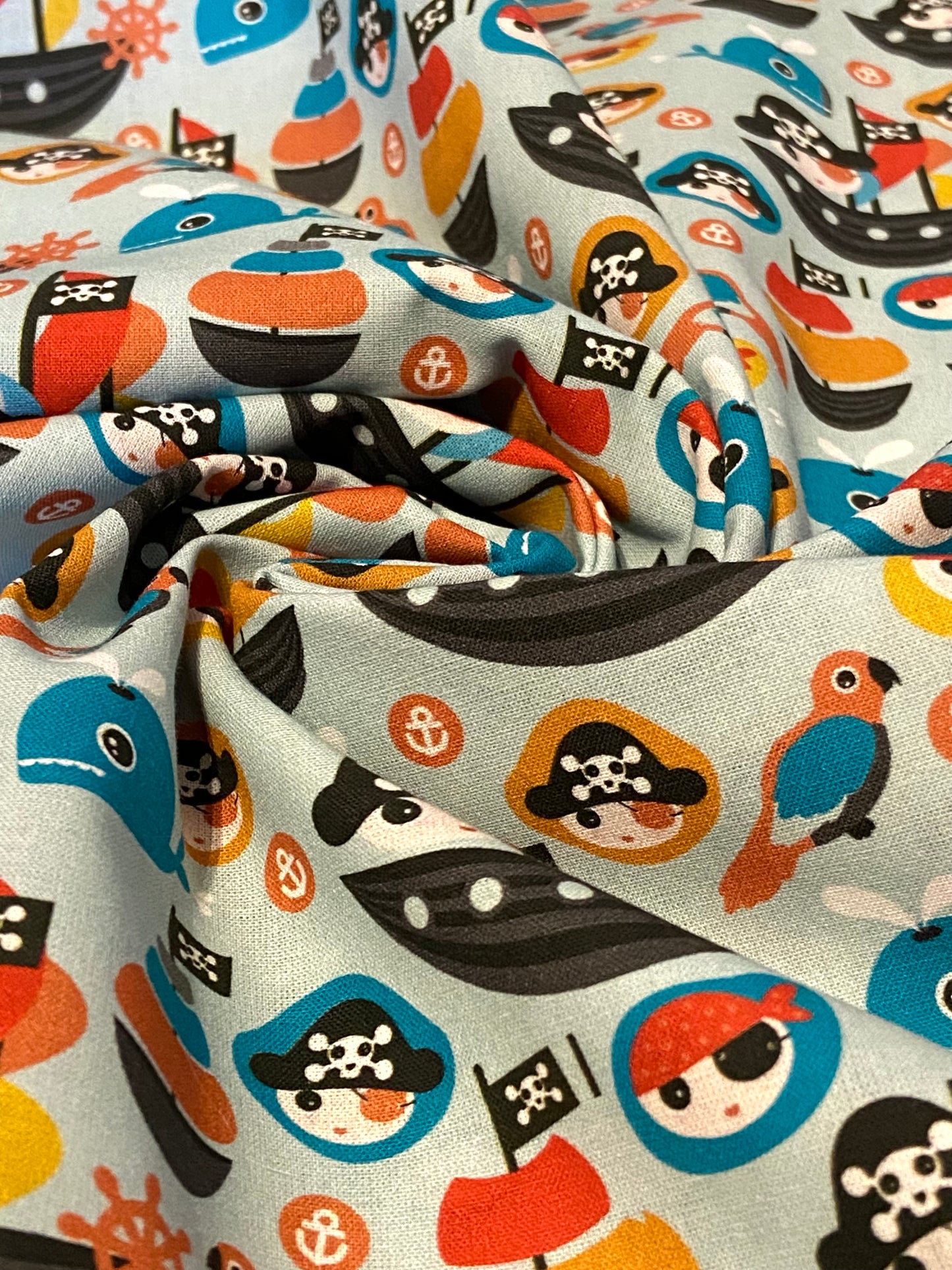 Mini Pirates Fabric - Blue