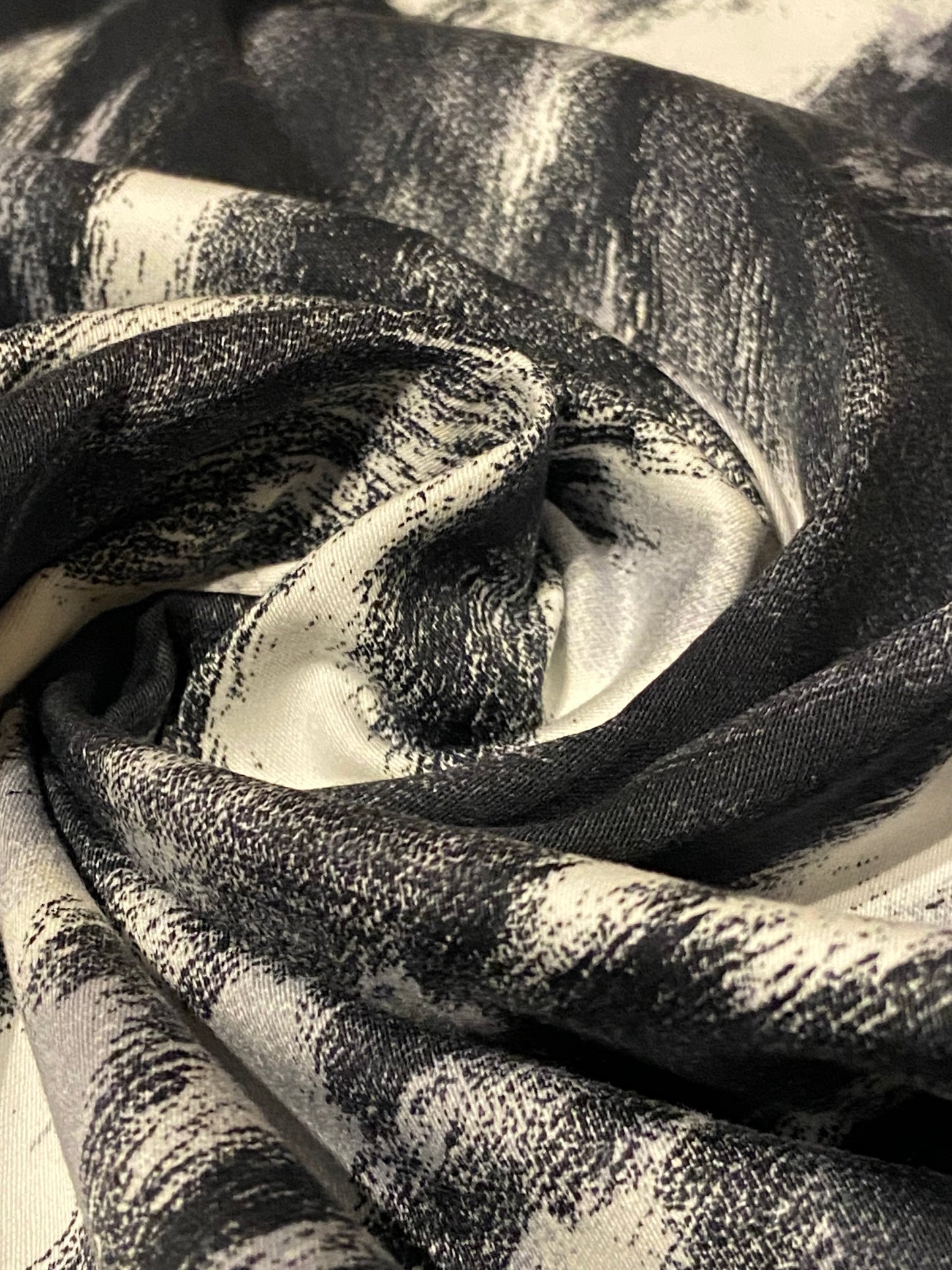 Black and White Abstract Print Stretch Cotton