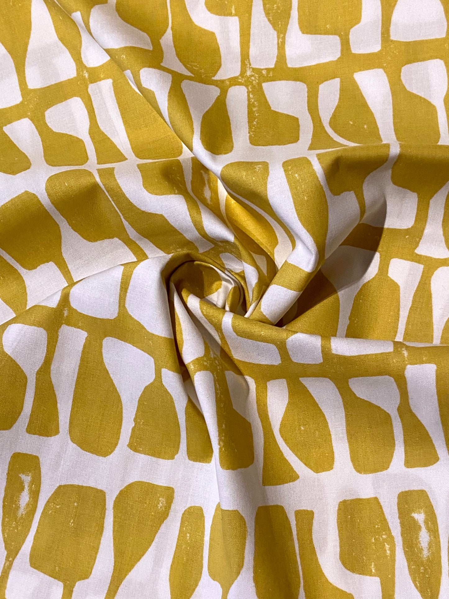 Folie Mustard and White Abstract Print Fabric