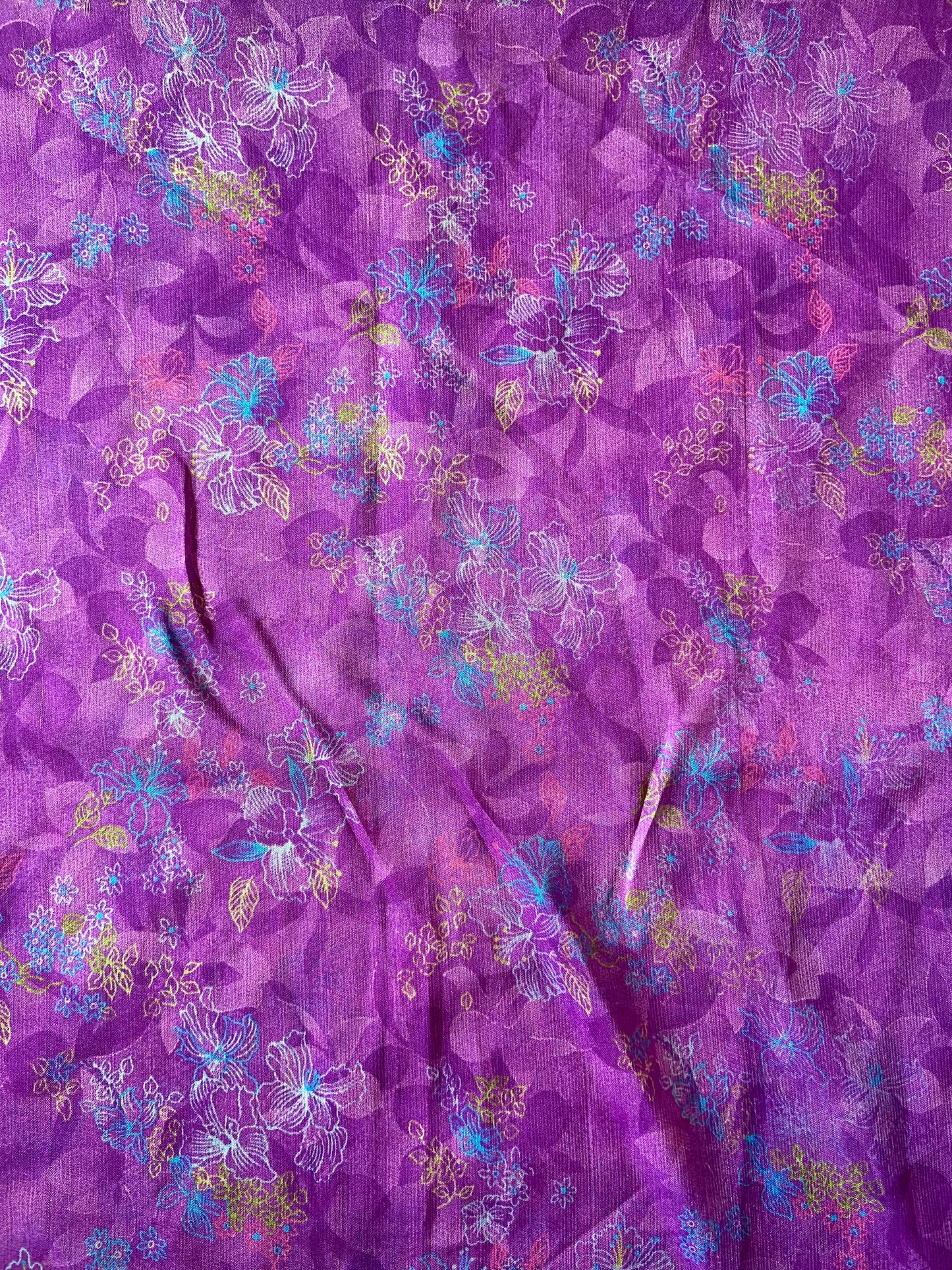 Purple Floral Chiffon Fabric