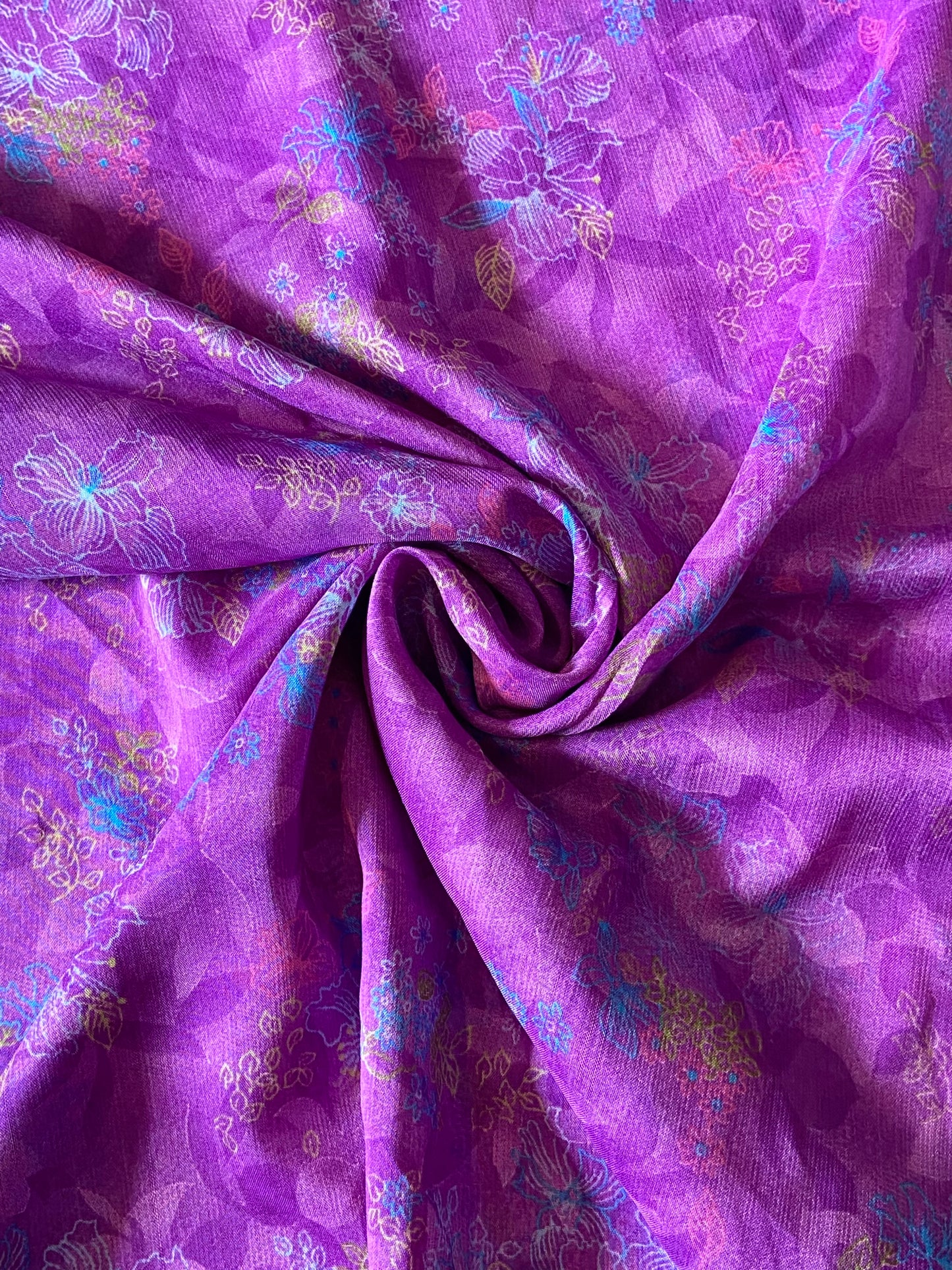 Purple Floral Chiffon Fabric