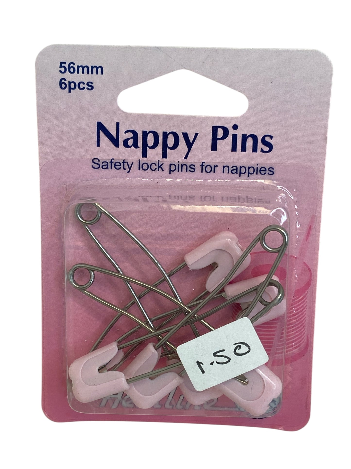 Nappy Pins: 56mm: Pink or Blue 6 Pieces