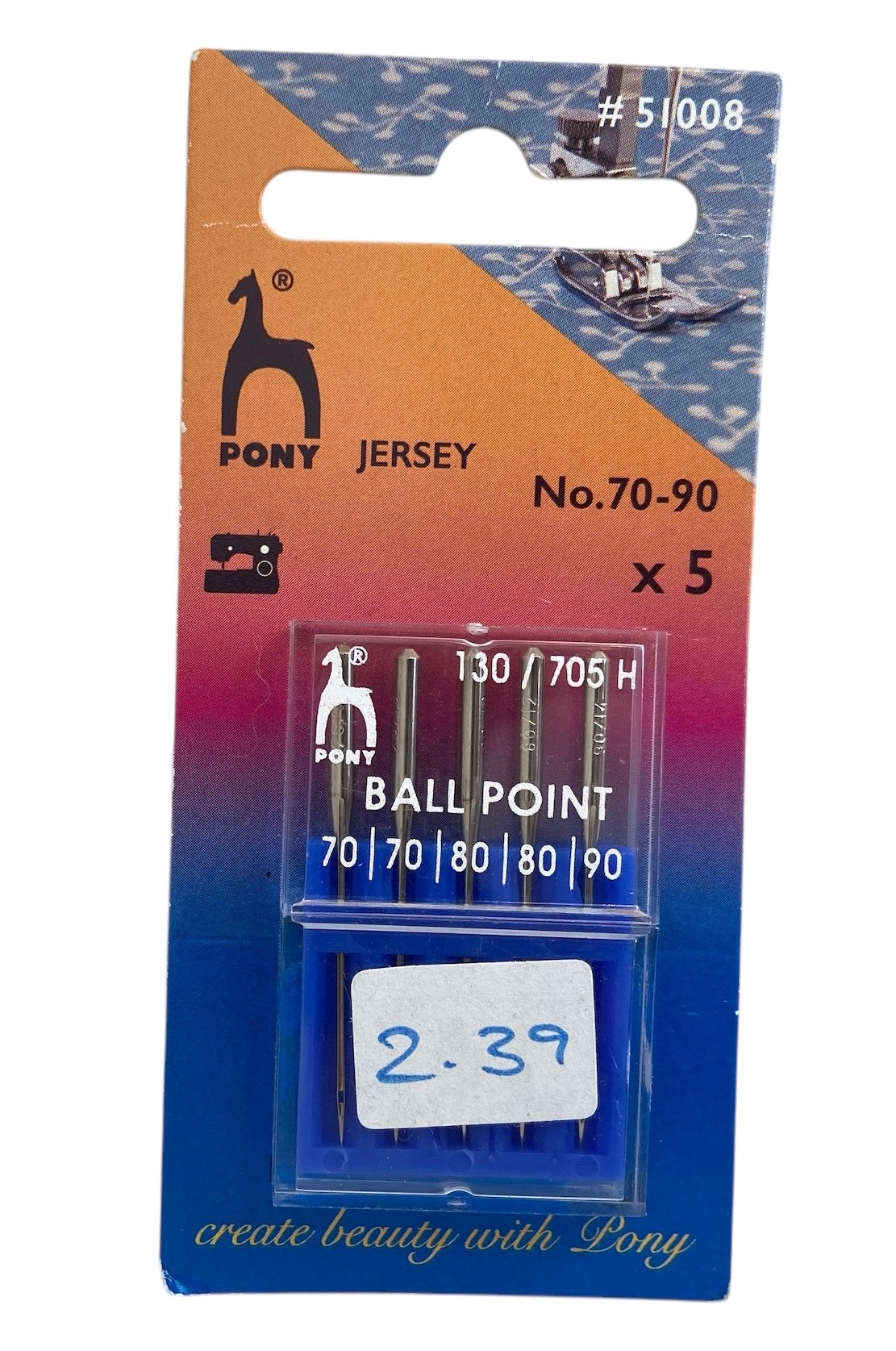 Pony Sewing Machine Needles: Ballpoint - Jersey