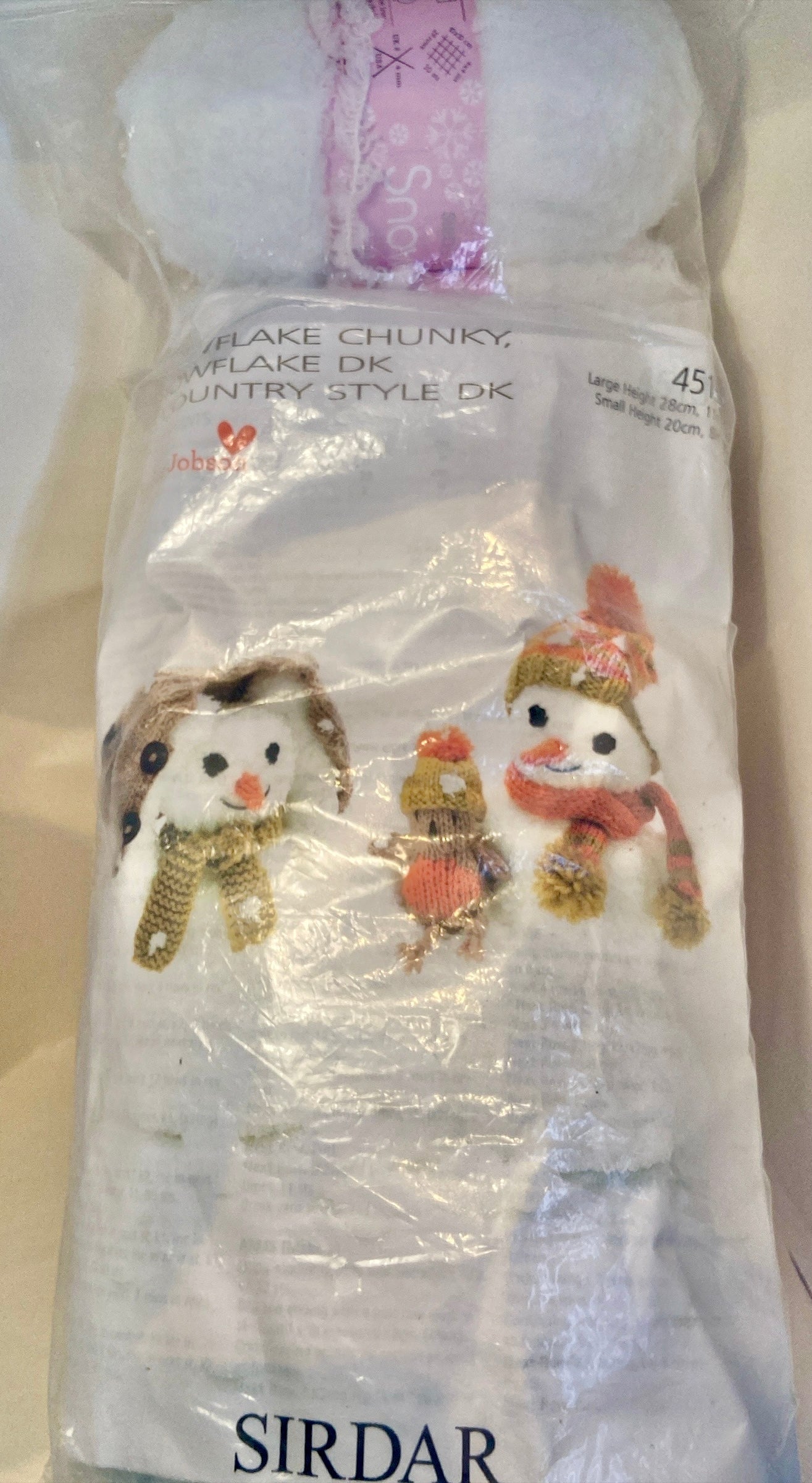 Snowmen in Sirdar Pattern and Yarn Knitting Set, Snowflake Chunky, Snowflake DK and Country Style DK (4513)