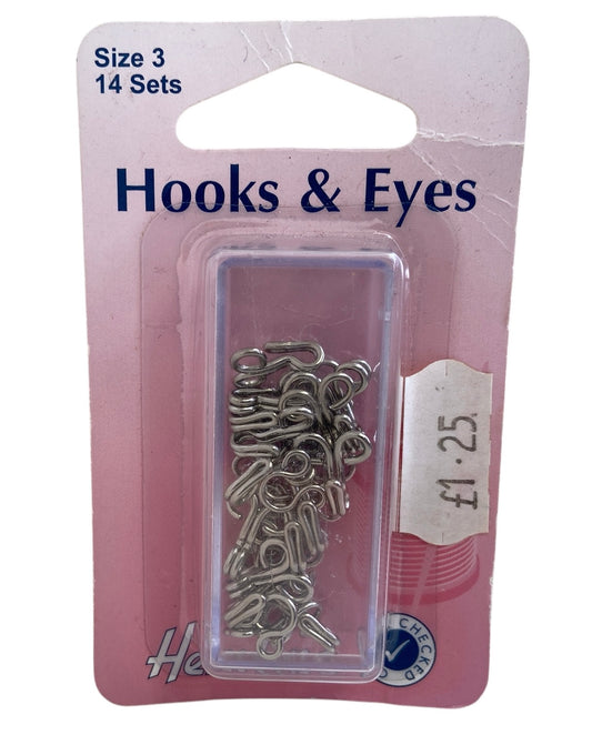 Hooks and Eyes: Nickel: Size 3