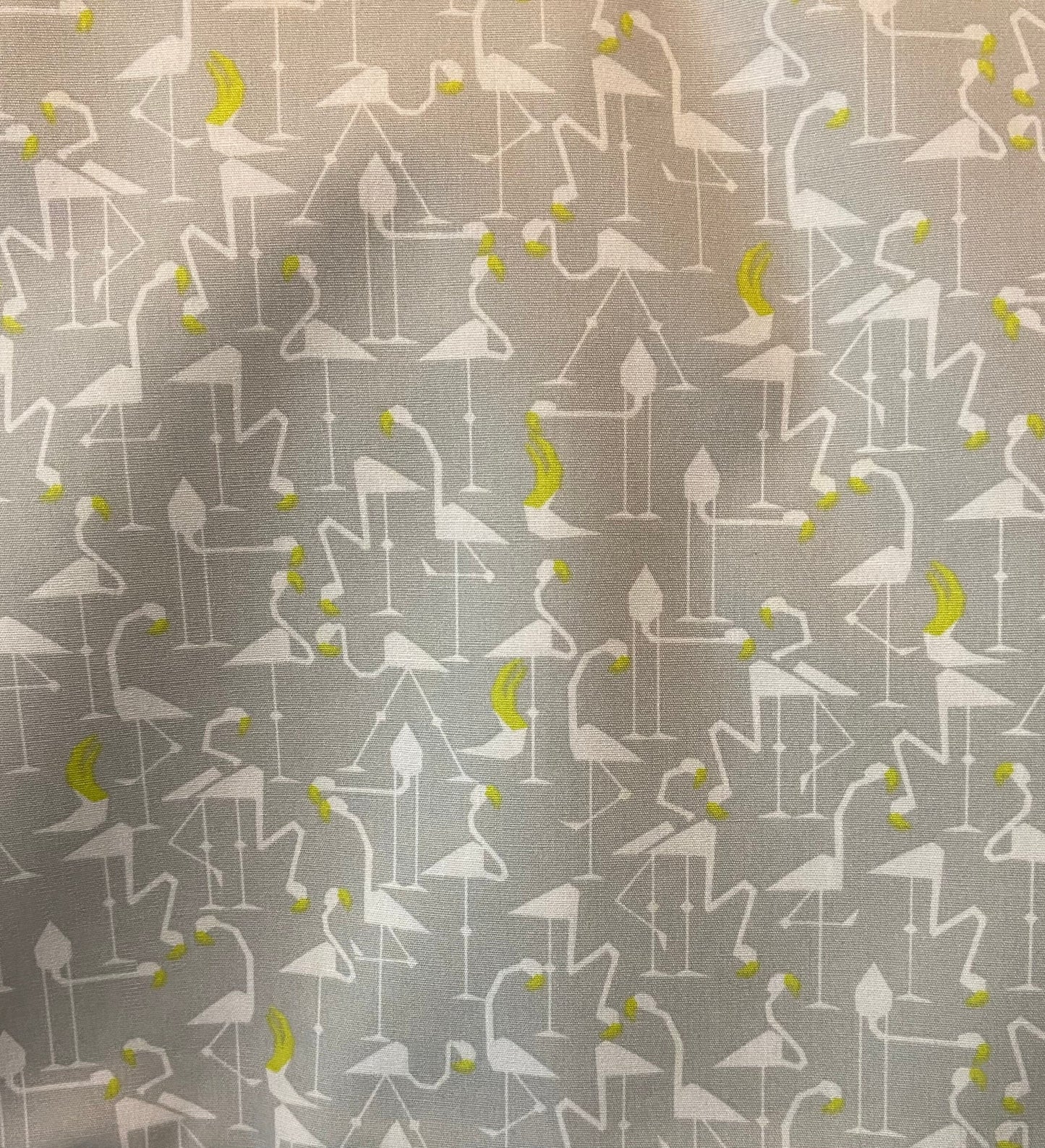 Grey Flamingos Fabric by SevenBerry