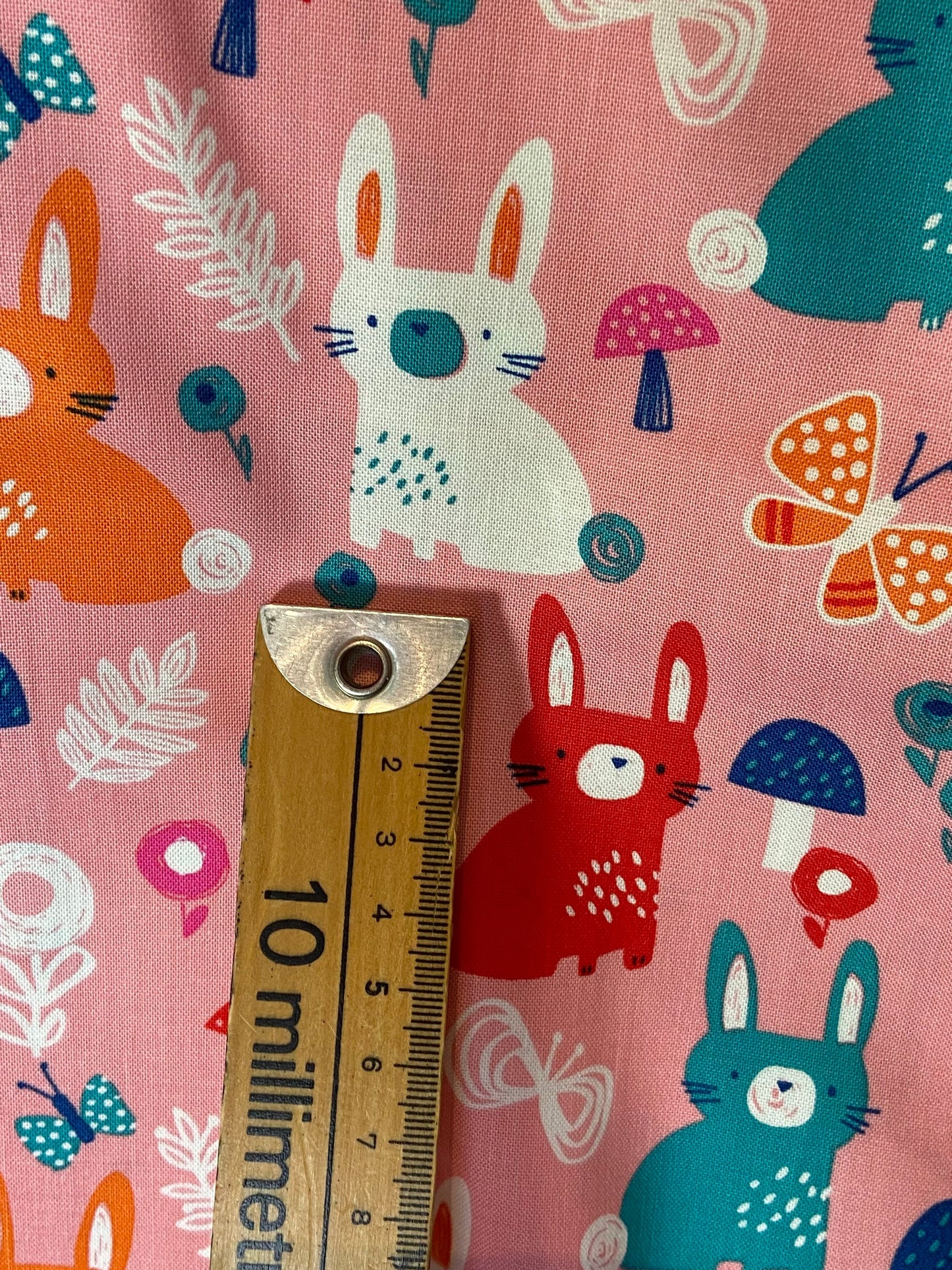 Secret Garden - Pink (Coral Bunnies) Fabric by Dashwood