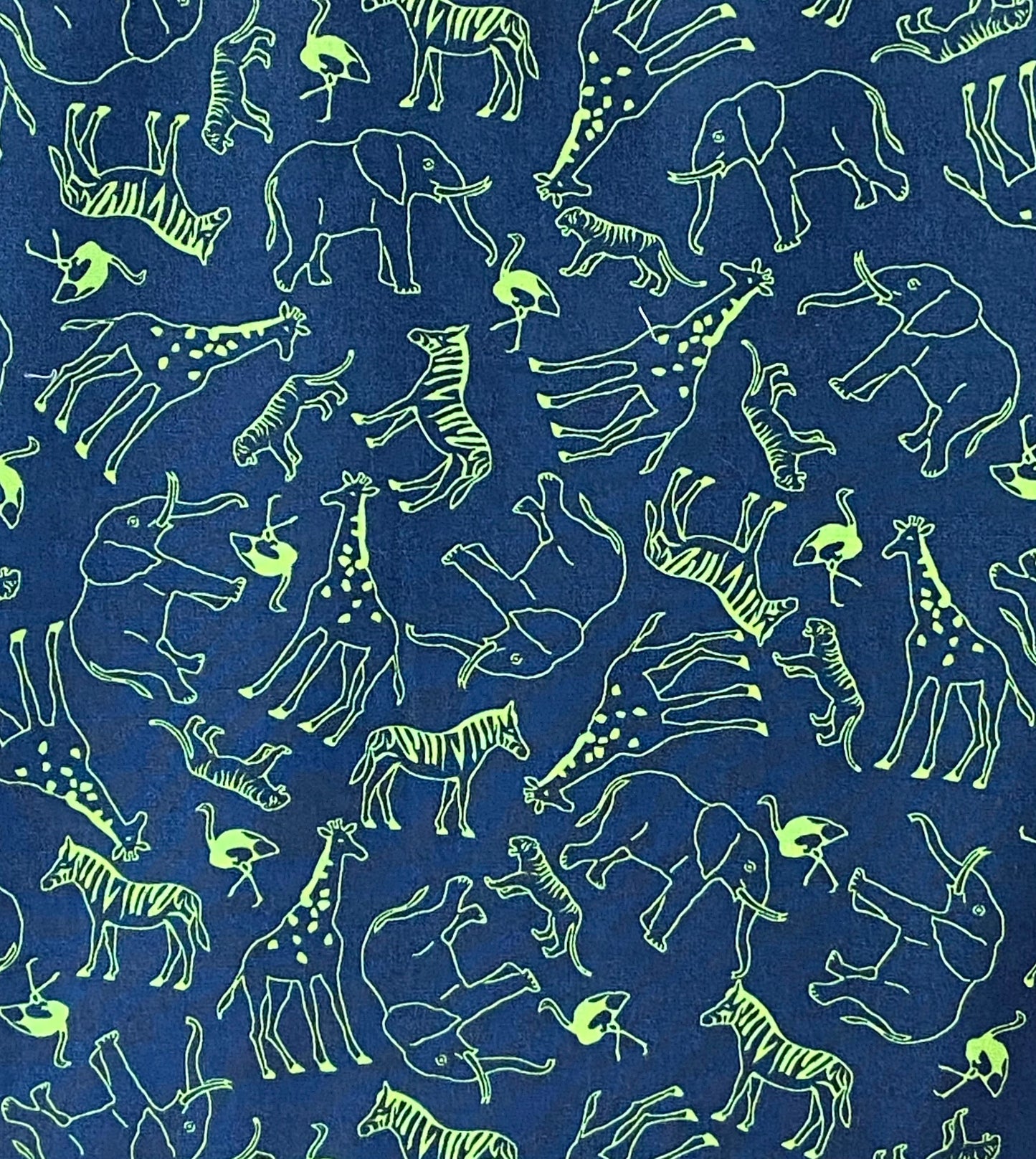Navy & Lime Safari Print Fabric by SevenBerry