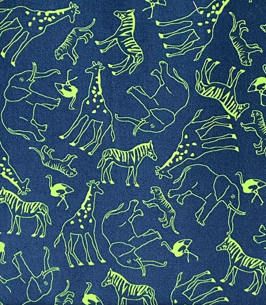 Navy & Lime Safari Print Fabric by SevenBerry