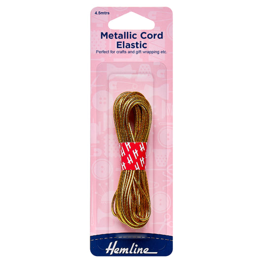 Metallic Cord Elastic: 4.5m x 1.3mm: Gold