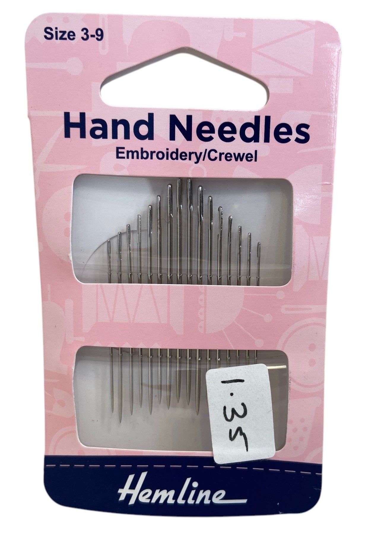 Hand Sewing Needles: Embroidery - Crewel: Size 3-9: 16 Pieces