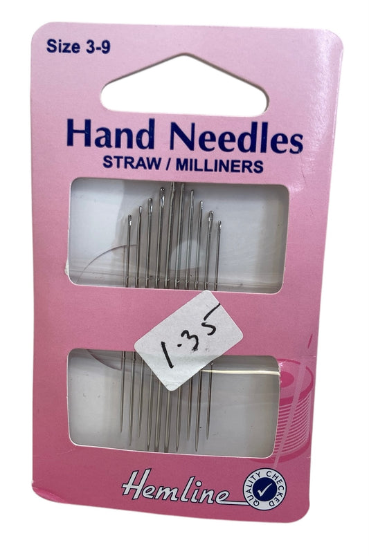 Hand Sewing Needles: Straw--Milliner: Size 3-9