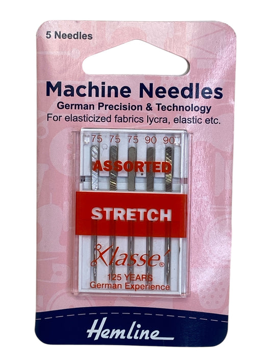 Hemline Sewing Machine Needles: Stretch: Assorted: 5 Pieces