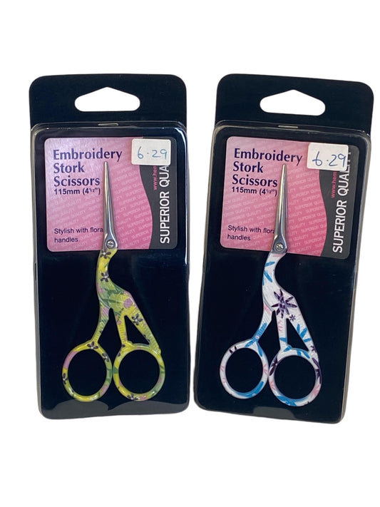 Hemline Embroidery Stork Scissors