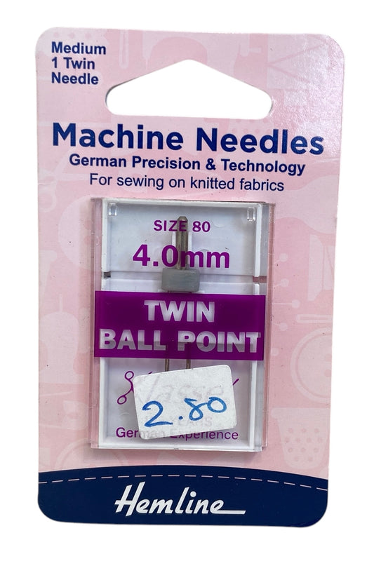 Sewing Machine Needles: Twin Ball Point: 80(12), 4mm: 1 Piece