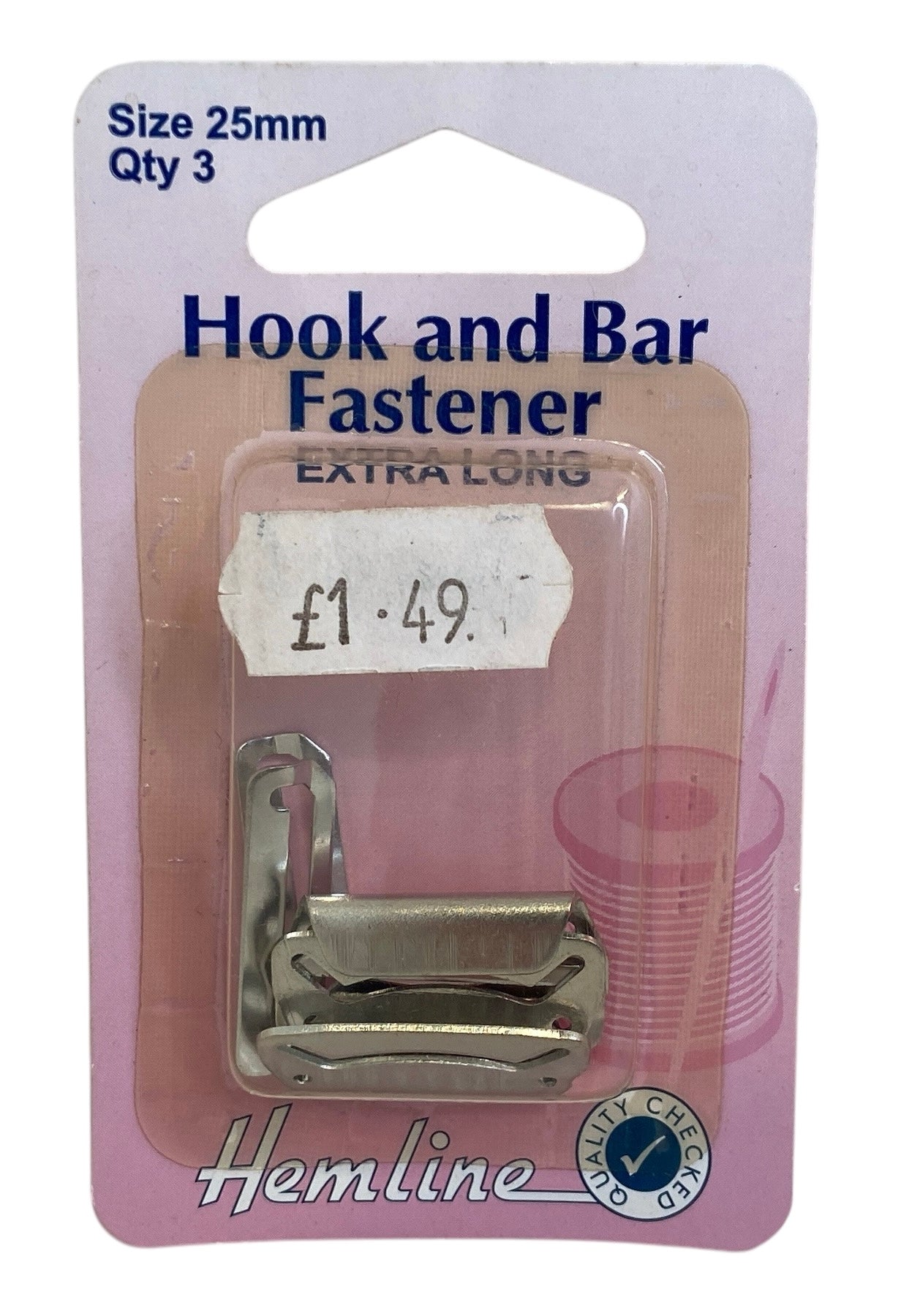 Hook and Bar Fastener: Nickel: 25mm: Pack of 3