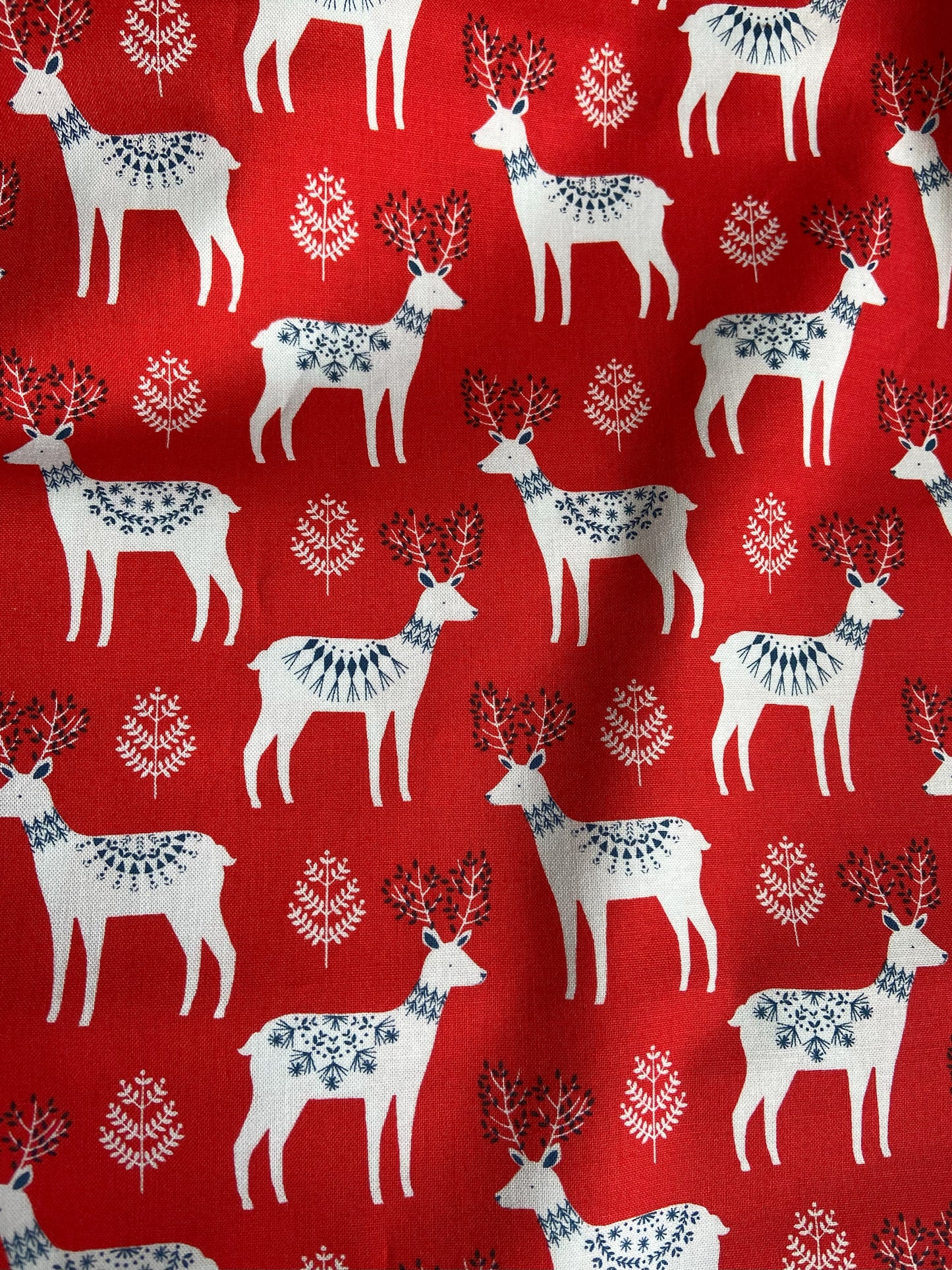 Red Reindeer Cotton Fabric - Fat Quarter