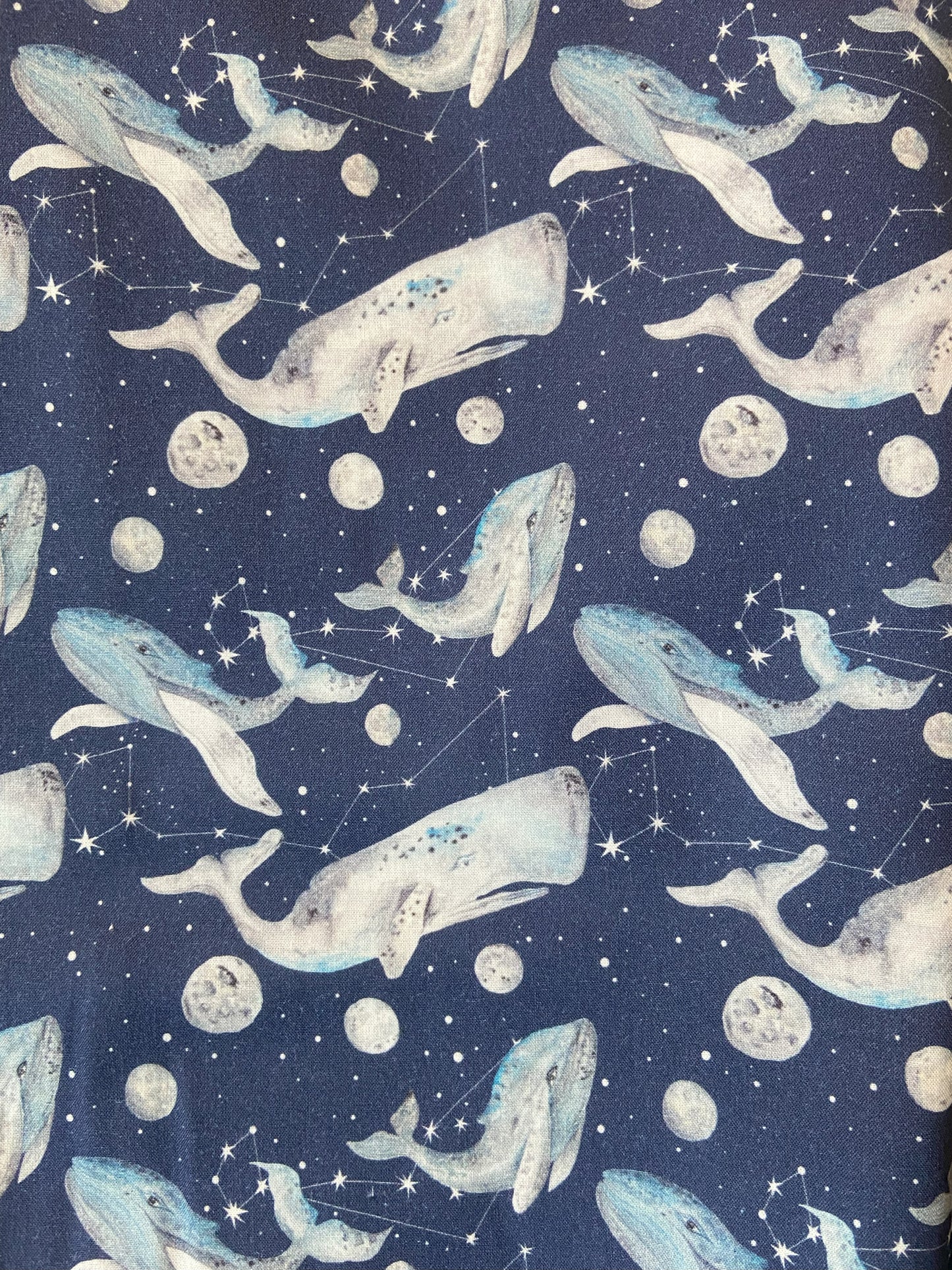Navy Celestial Blue Whale Fabric