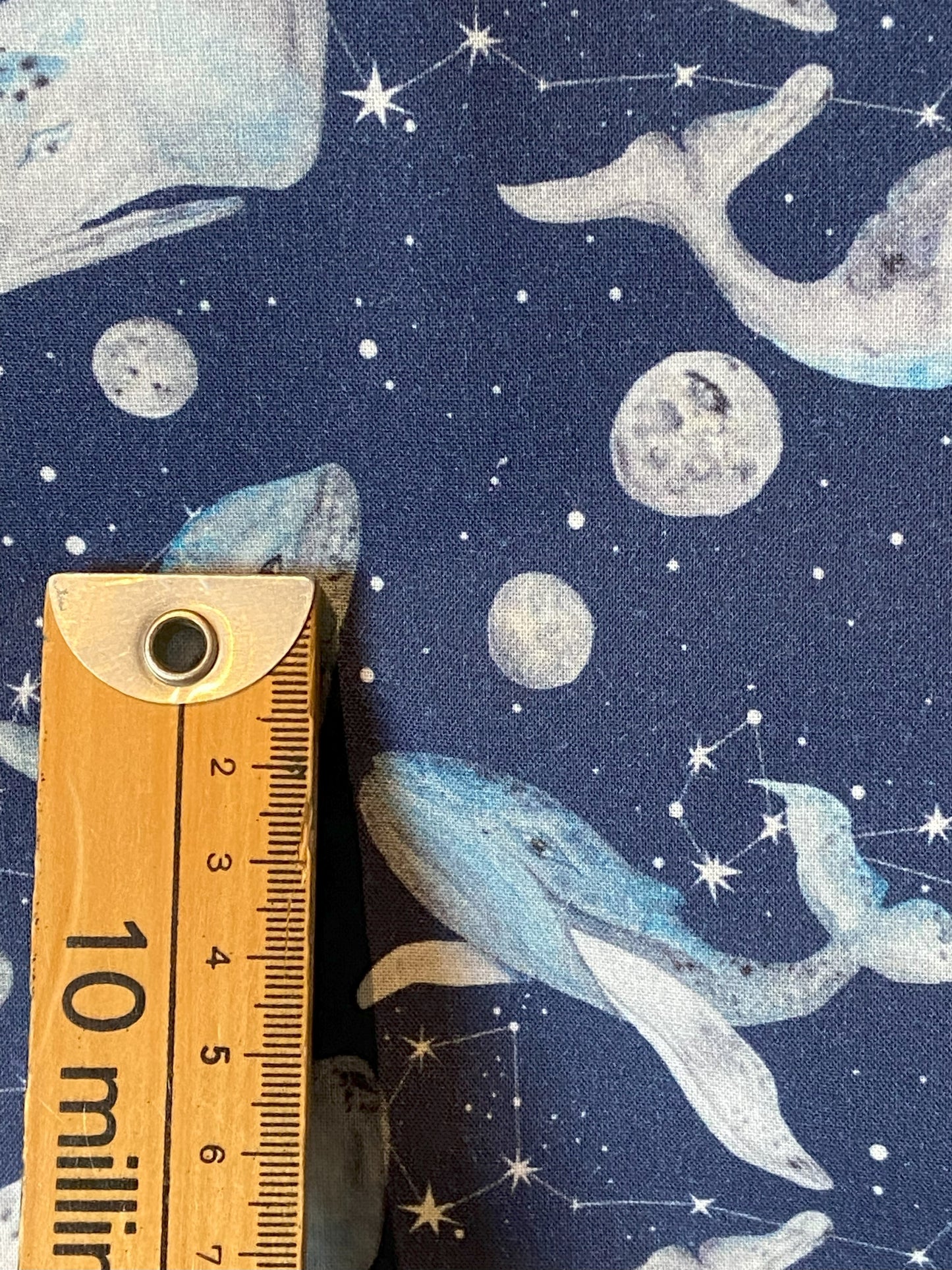 Navy Celestial Blue Whale Fabric