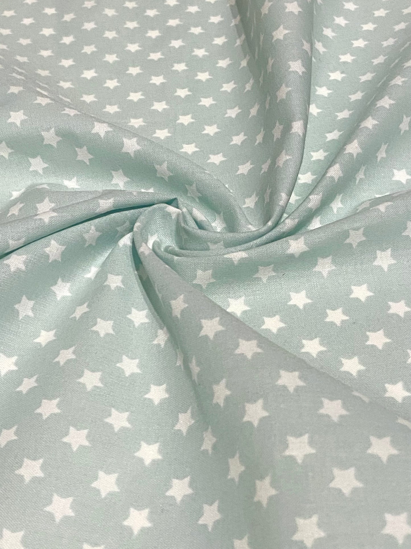 Pale Blue with White Stars Print Cotton - Fat Quarter