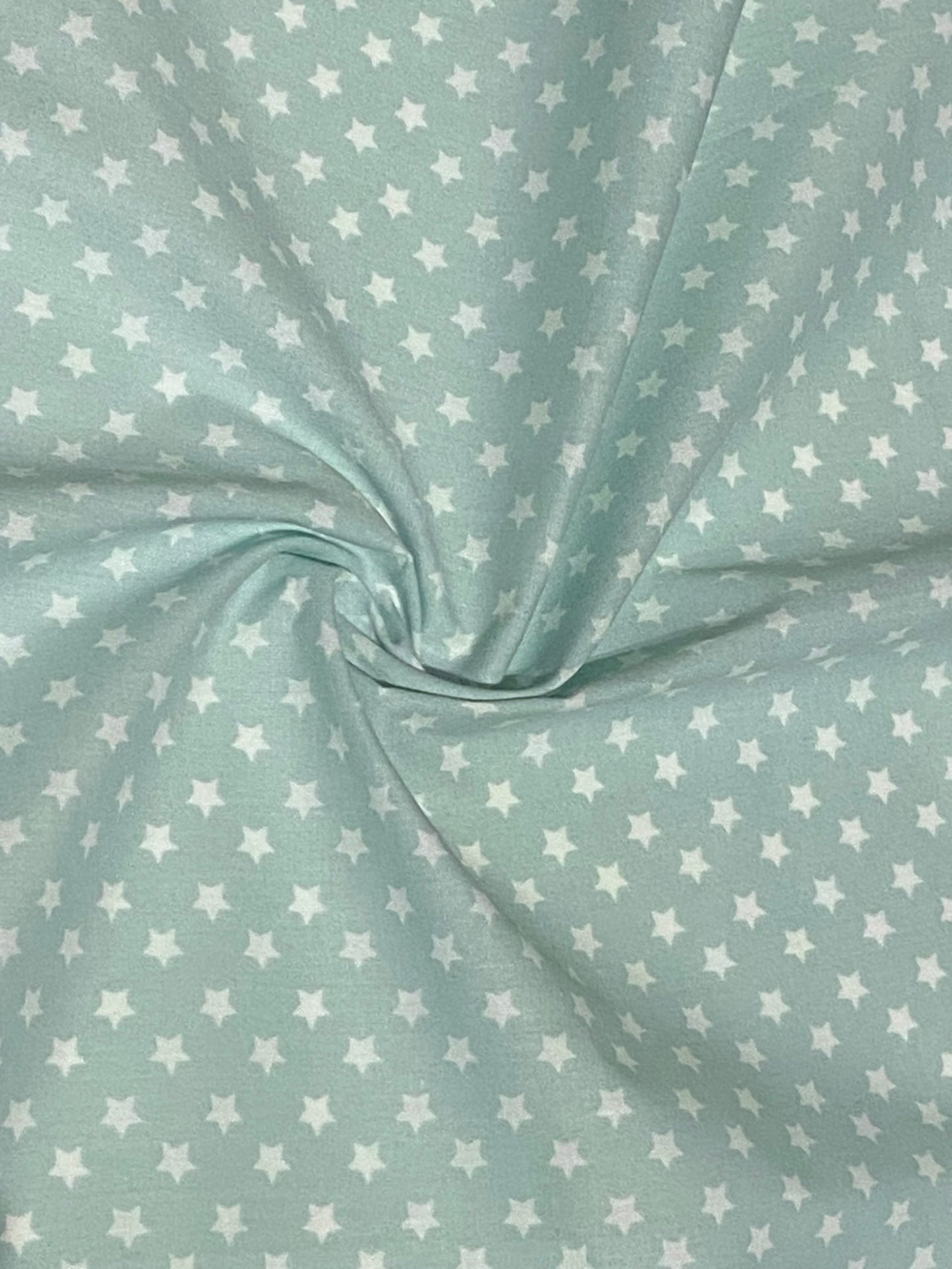 Pale Blue with White Stars Print Cotton - Fat Quarter