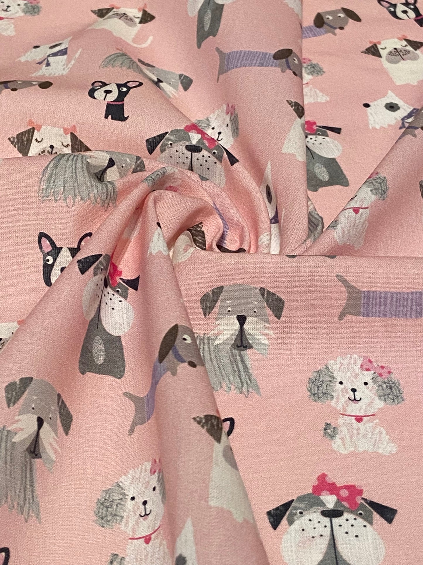 Pale Pink Dog Print Fabric