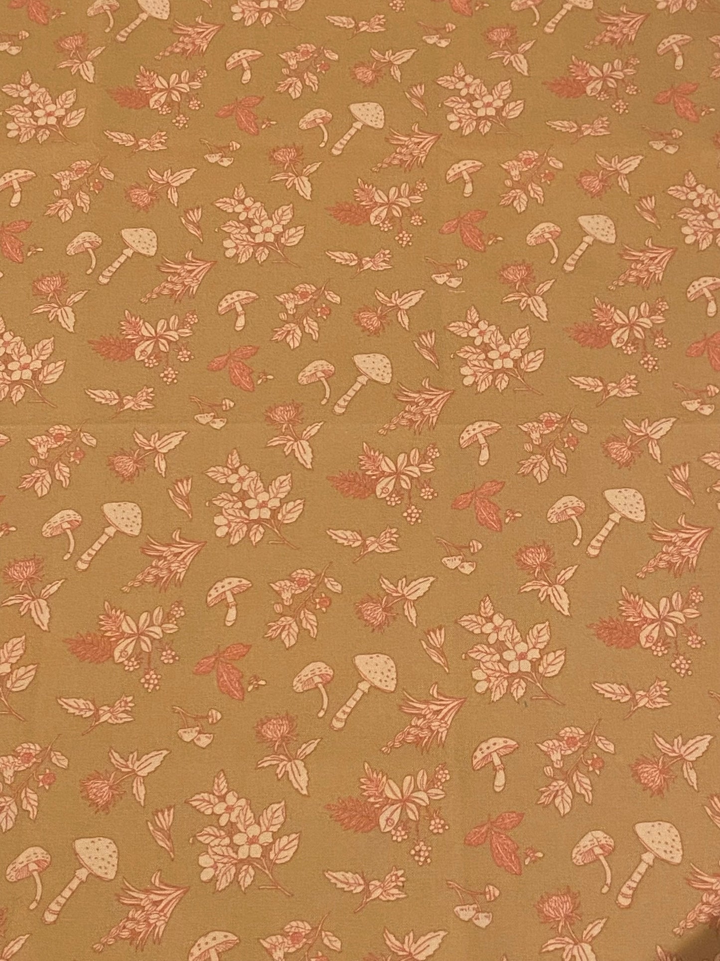 Tan Mushroom Print Fabric - Fat Quarter