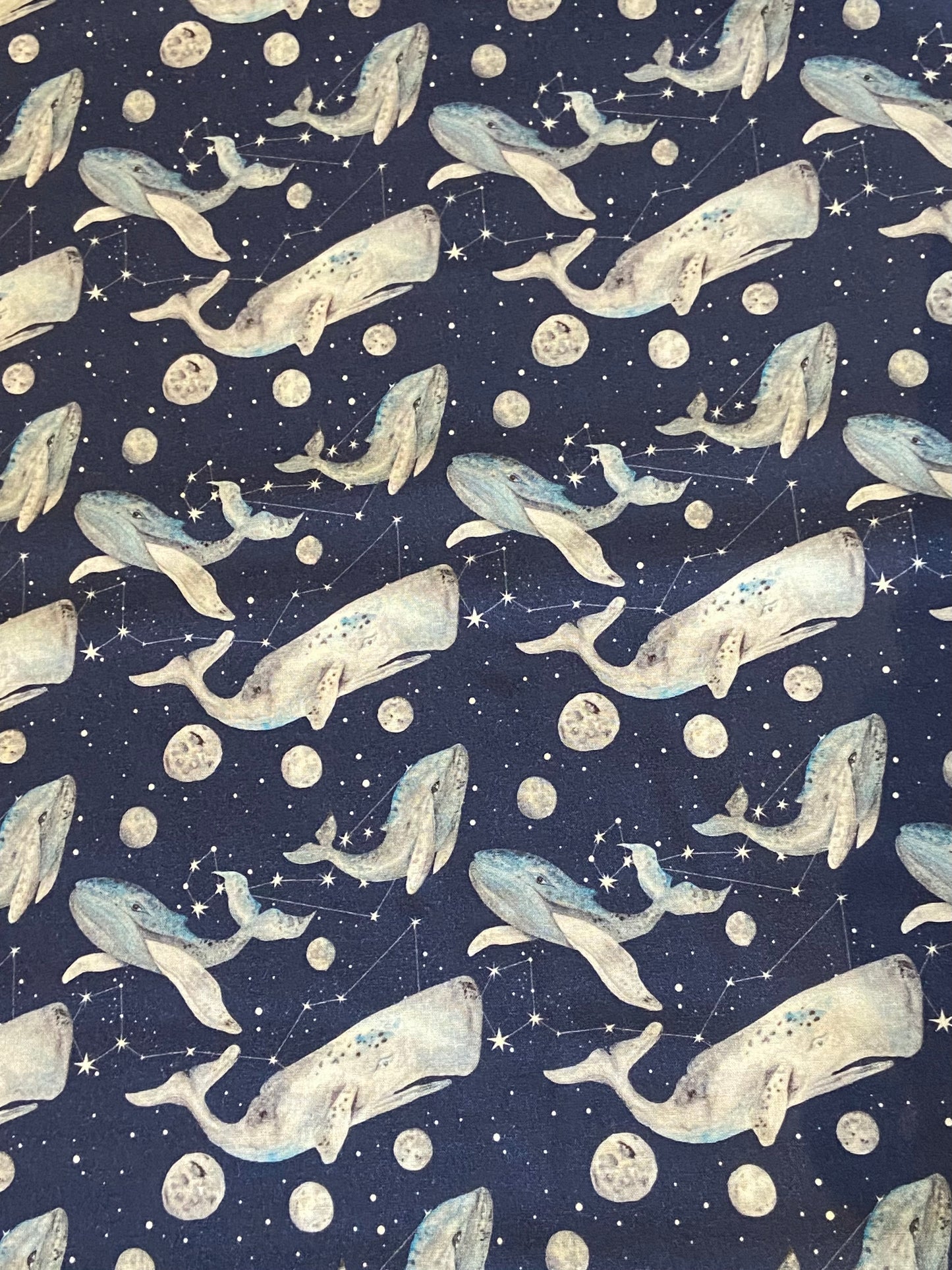Navy Celestial Blue Whale Fabric