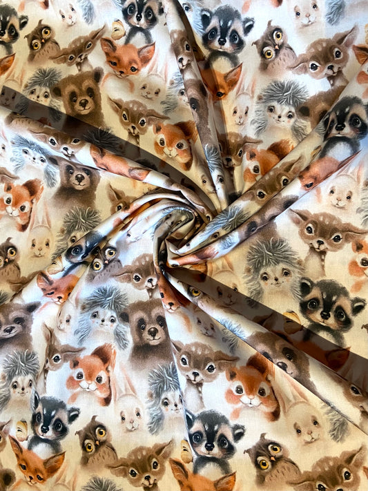Watercolour Baby Animals Fabric by Little Johnny