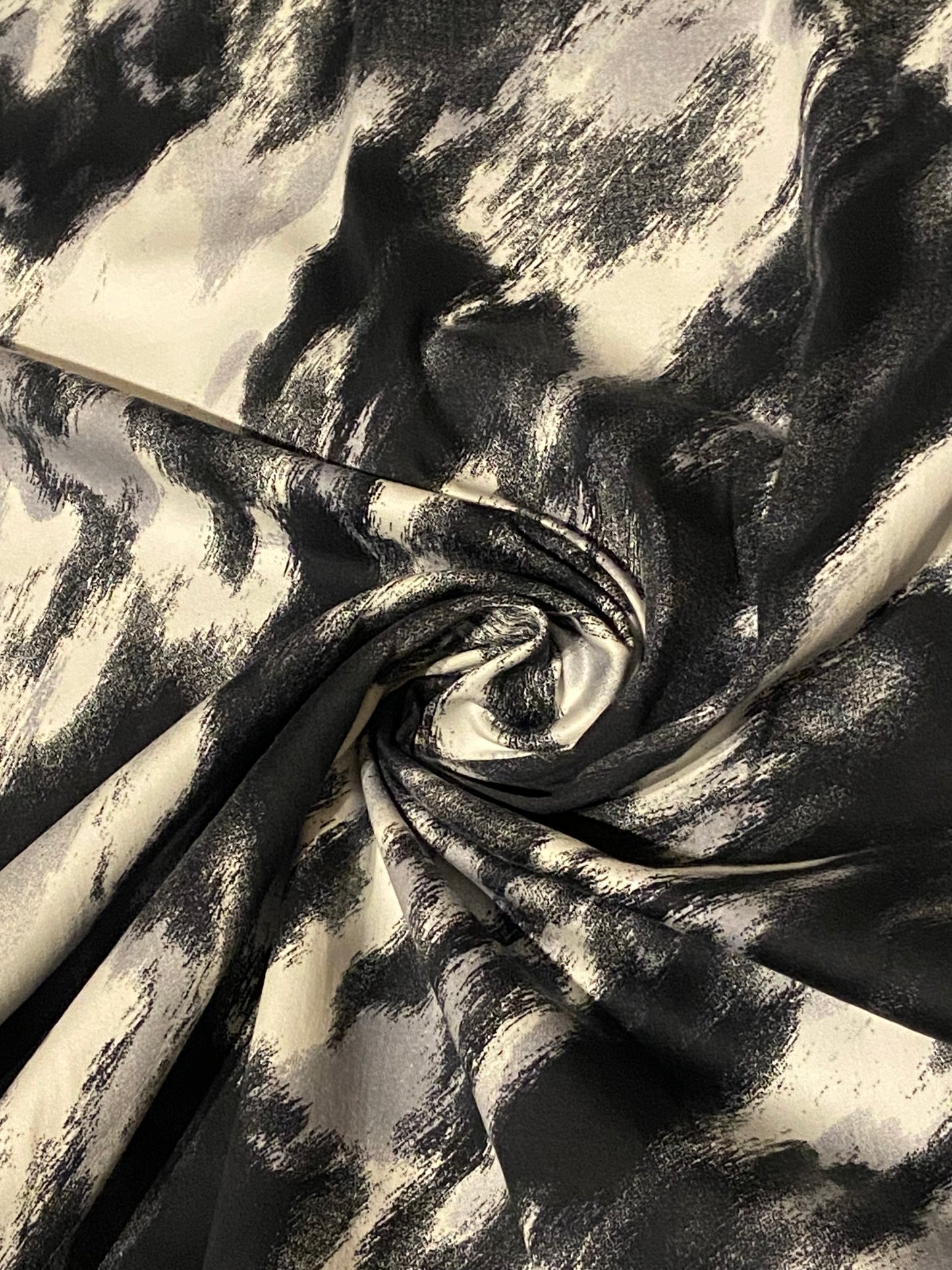 Black and White Abstract Print Stretch Cotton