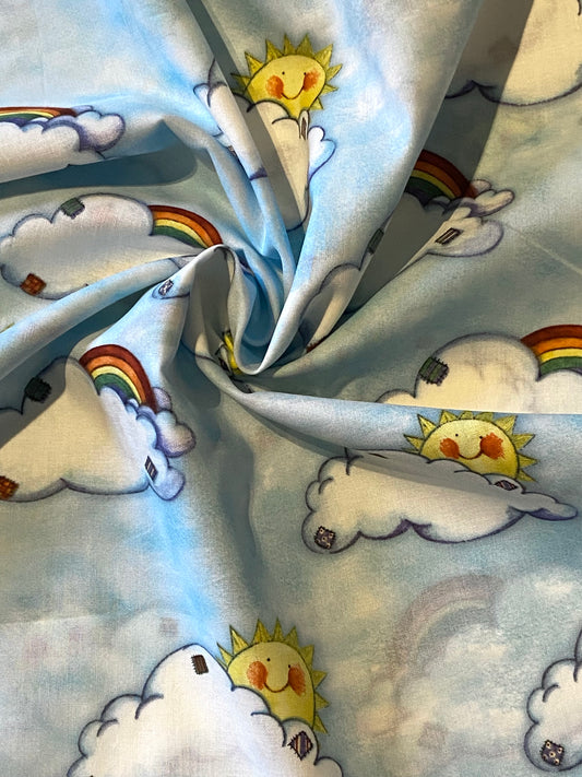 Noahs Ark Sunny Clouds Fabric