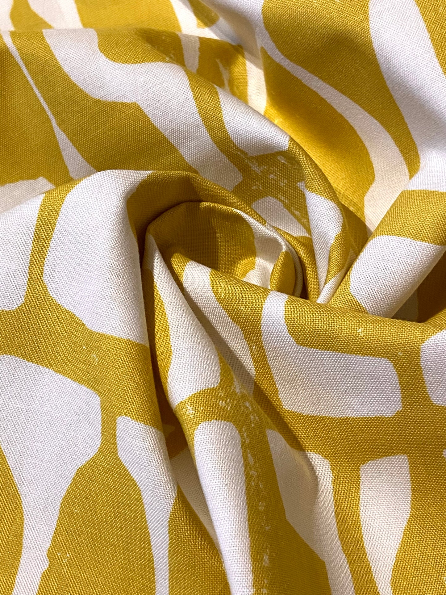 Folie Mustard and White Abstract Print Fabric