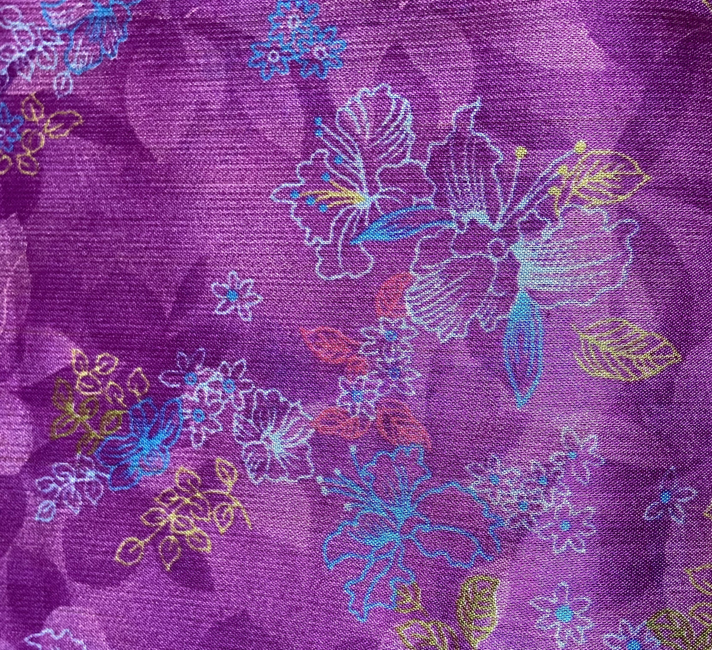 Purple Floral Chiffon Fabric