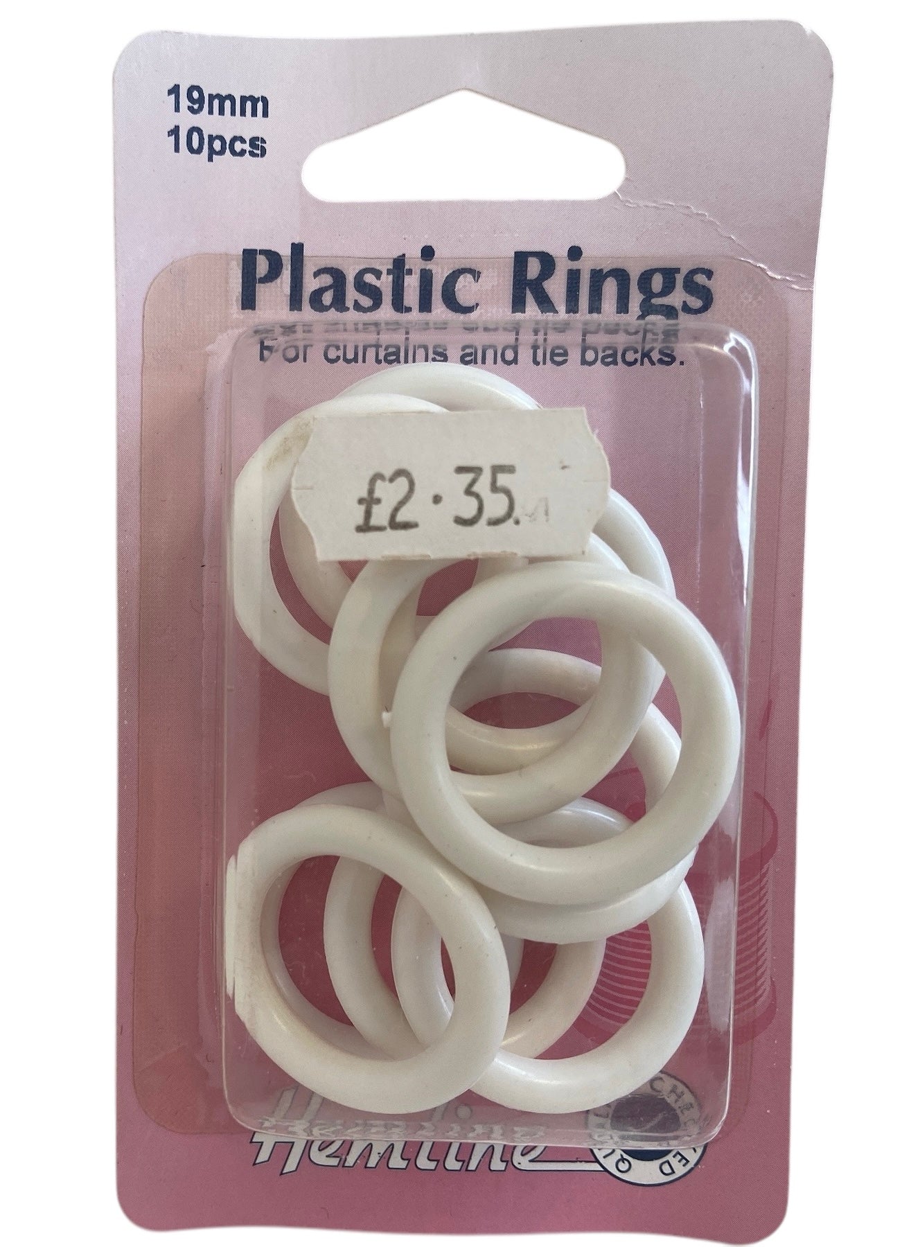 Plastic Curtain Rings: White - 19mm - 10pcs