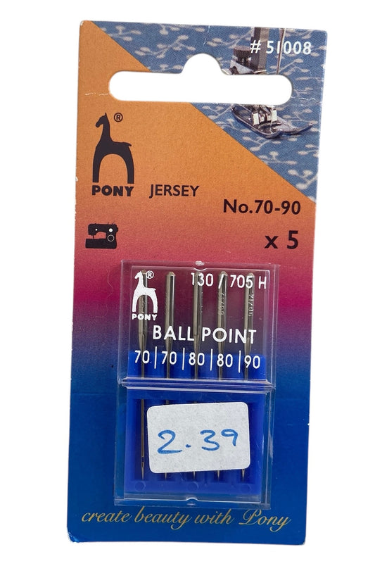 Pony Sewing Machine Needles: Ballpoint - Jersey