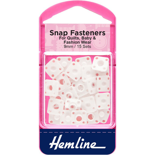 Snap Fasteners: Sew-on: Derlin (Plastic): 9mm: Pack of 15