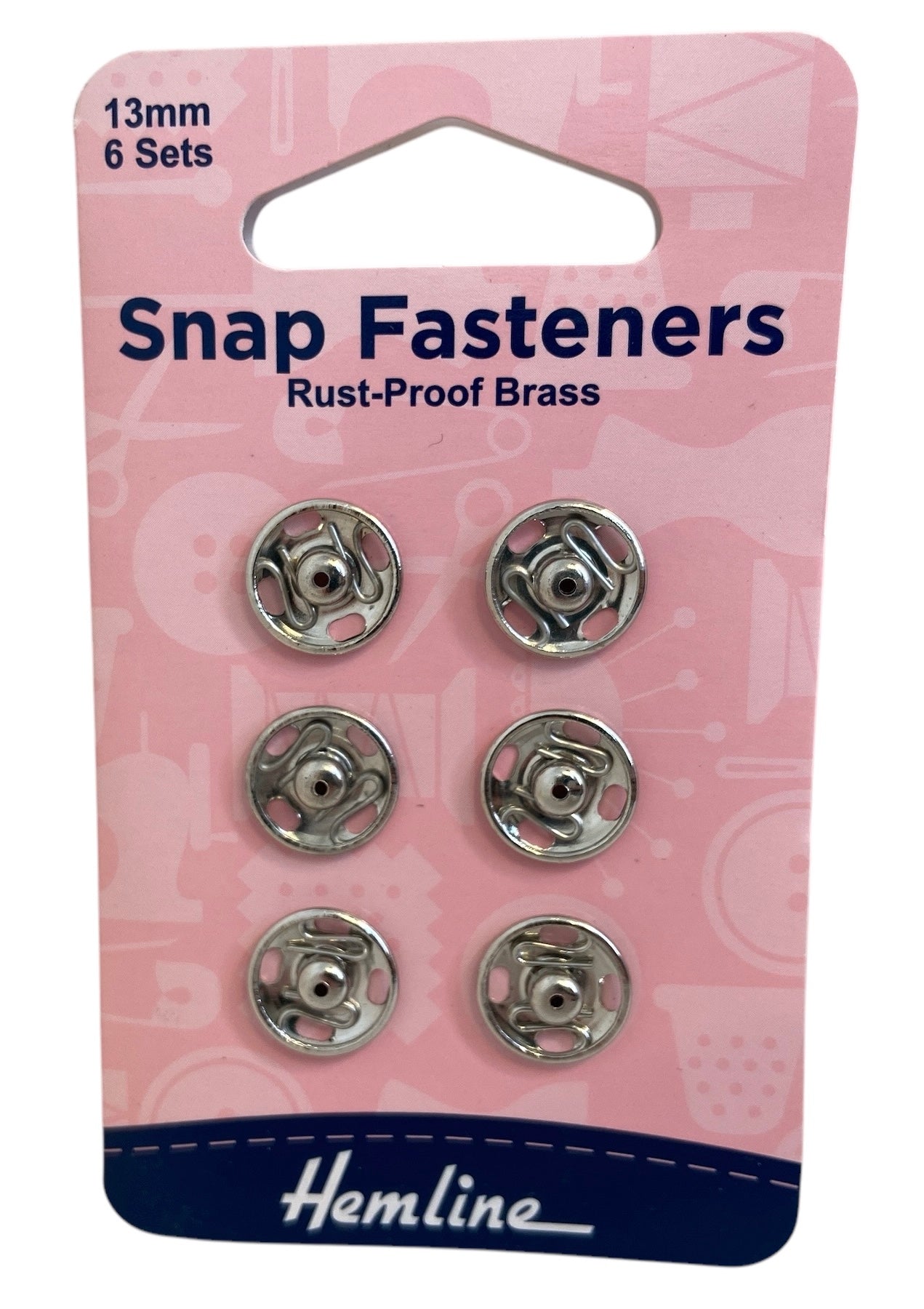 Snap Fasteners: Sew-on: Nickel: 13mm: Pack of 6